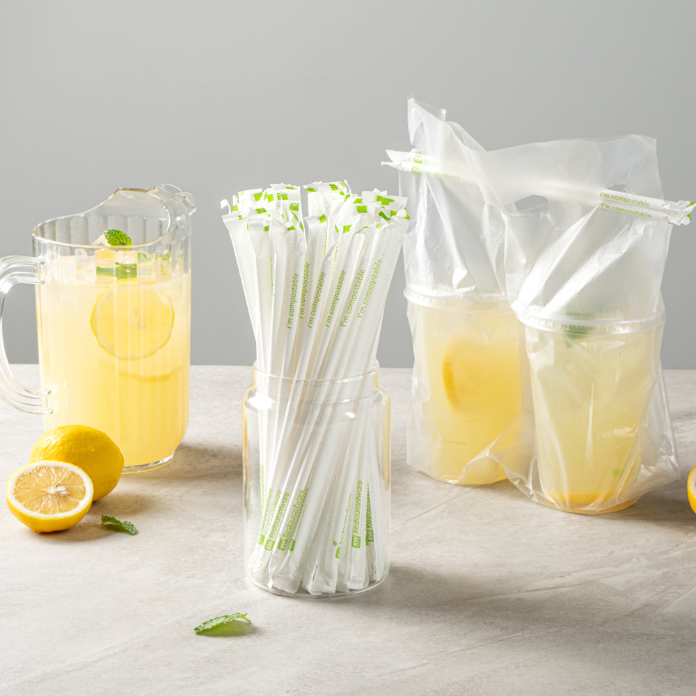 Eco-Friendly Compostable White PLA/PBAT Plastic Straws - 8 1/4 Inch, 2000 Count Box - Biodegradable Drinking Straws for Parties, Restaurants & Sustainable Living
