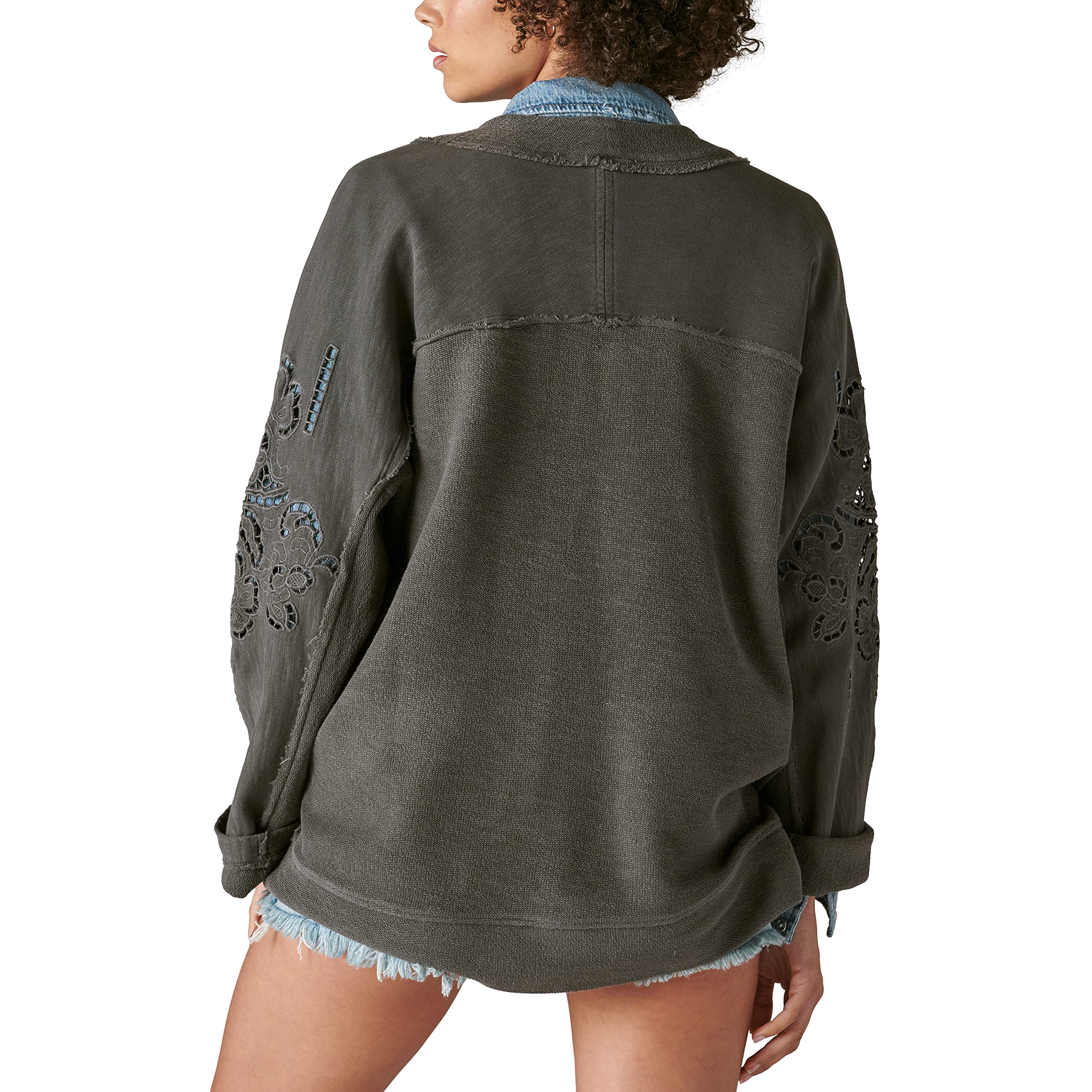 Lucky Brand Women's Fleece Cutwork Cardigan | Cozy Open Front Sweater | Perfect for Fall & Winter Layering | Casual Outfits, Office Wear & Lounge Comfort