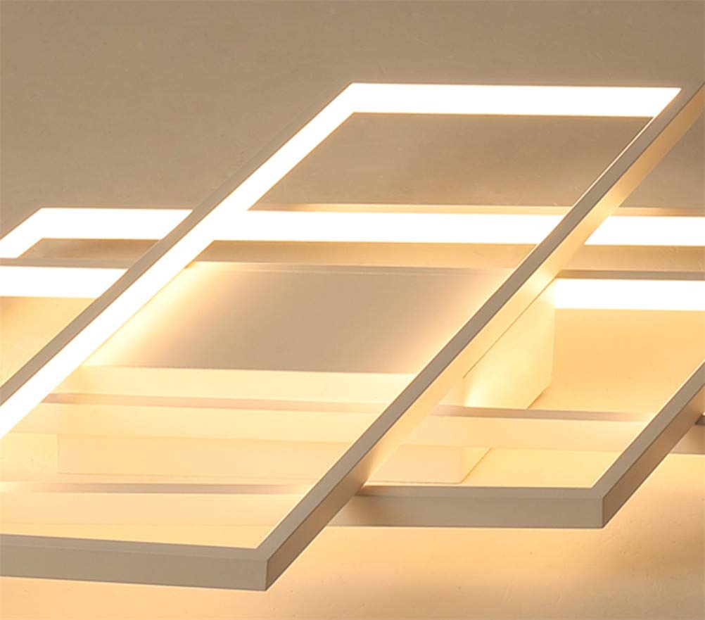 Modern LED Ceiling Light Flush Mount Square Fixture - Dimmable with Remote Control, Acrylic Shade White Chandelier - Perfect for Living Room, Dining Room, Bedroom, Bathroom, Kitchen & Restroom Lighting