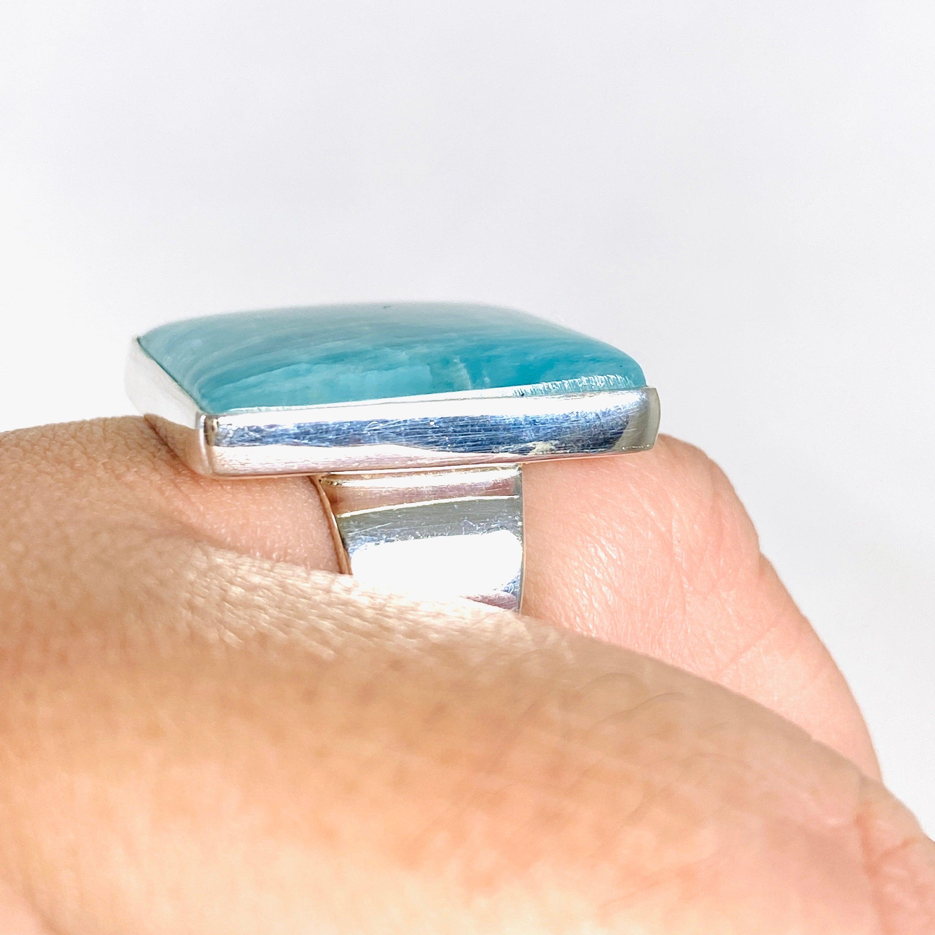 Amazonite Square Ring Size 11 - Natural Gemstone Jewelry for Women, Elegant Statement Ring for Everyday Wear & Special Occasions