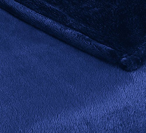 Premium Thesis Fleece Cashmere Plush Bed Blanket - Ultra Soft Luxury Microfiber Blanket for Full/Queen Size Beds (90x90 Inches, Navy Blue) - Perfect for Cozy Nights, Guest Rooms & Winter Snuggling