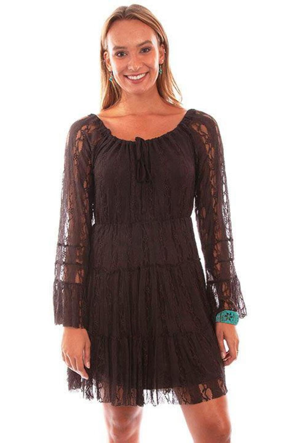 Scully Women's Western Lace Tiered Dress - HC81 Brown | Boho Chic Floral Maxi Dress for Casual Outings, Parties & Special Occasions