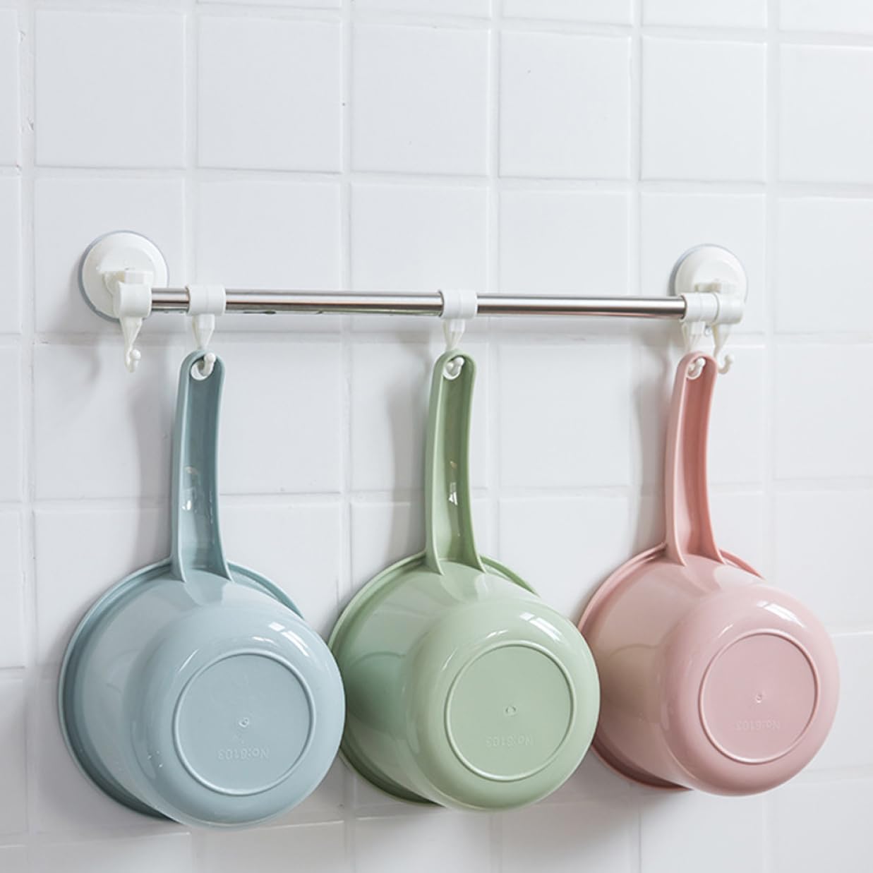 Thickened Plastic Water Ladle - 3-Piece Set (Pink, Blue, Green) for Bathing, Kitchen & Gardening | Durable Bath Spoon & Water Dipper for Shower, Cooking & Outdoor Use