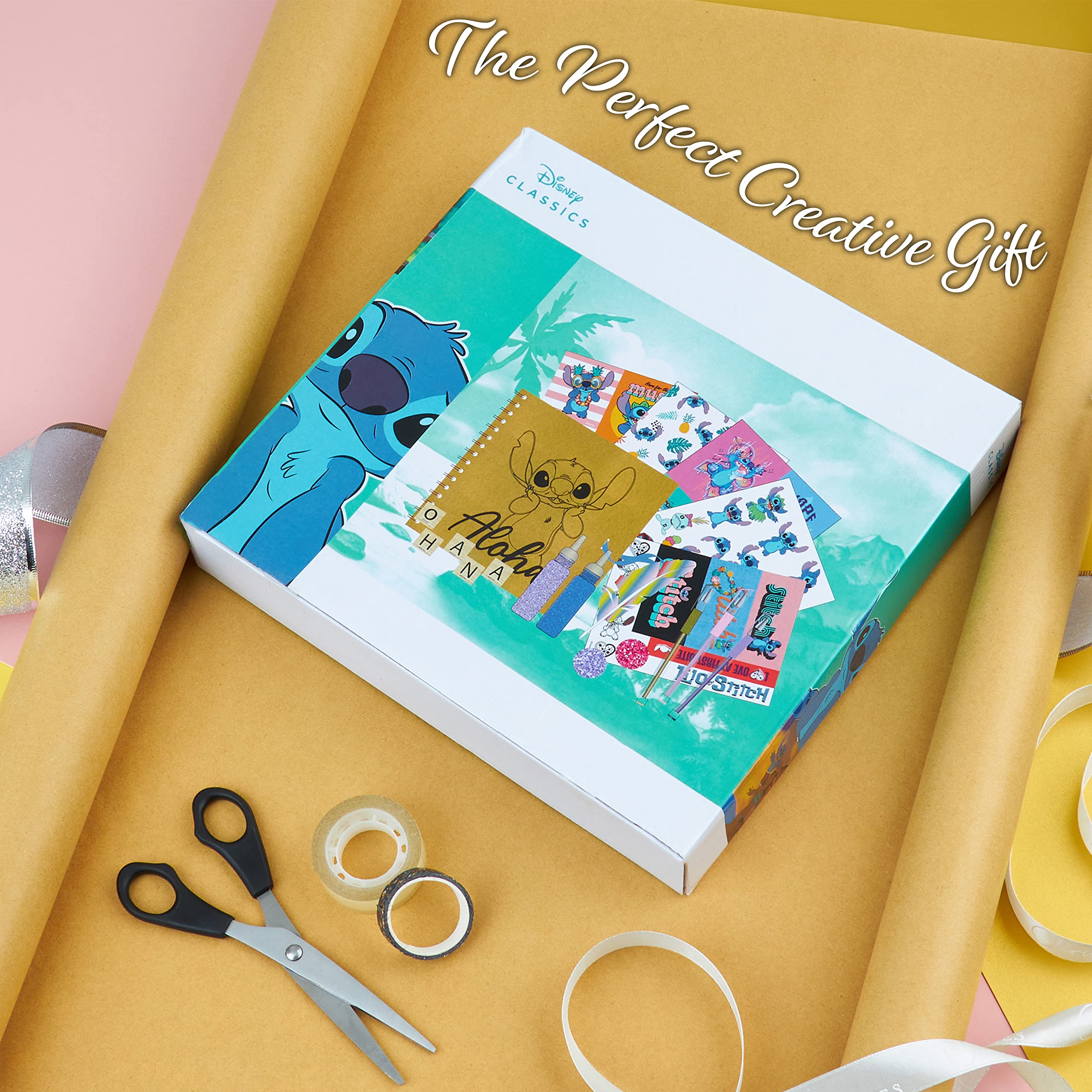 Disney Stitch Scrapbook Kit for Kids - DIY Scrapbooking Set with Stickers, Stamps, Gel Pens & Glitter - Creative Art Supplies for Girls - Perfect for Birthday Gifts, Party Favors & Craft Projects