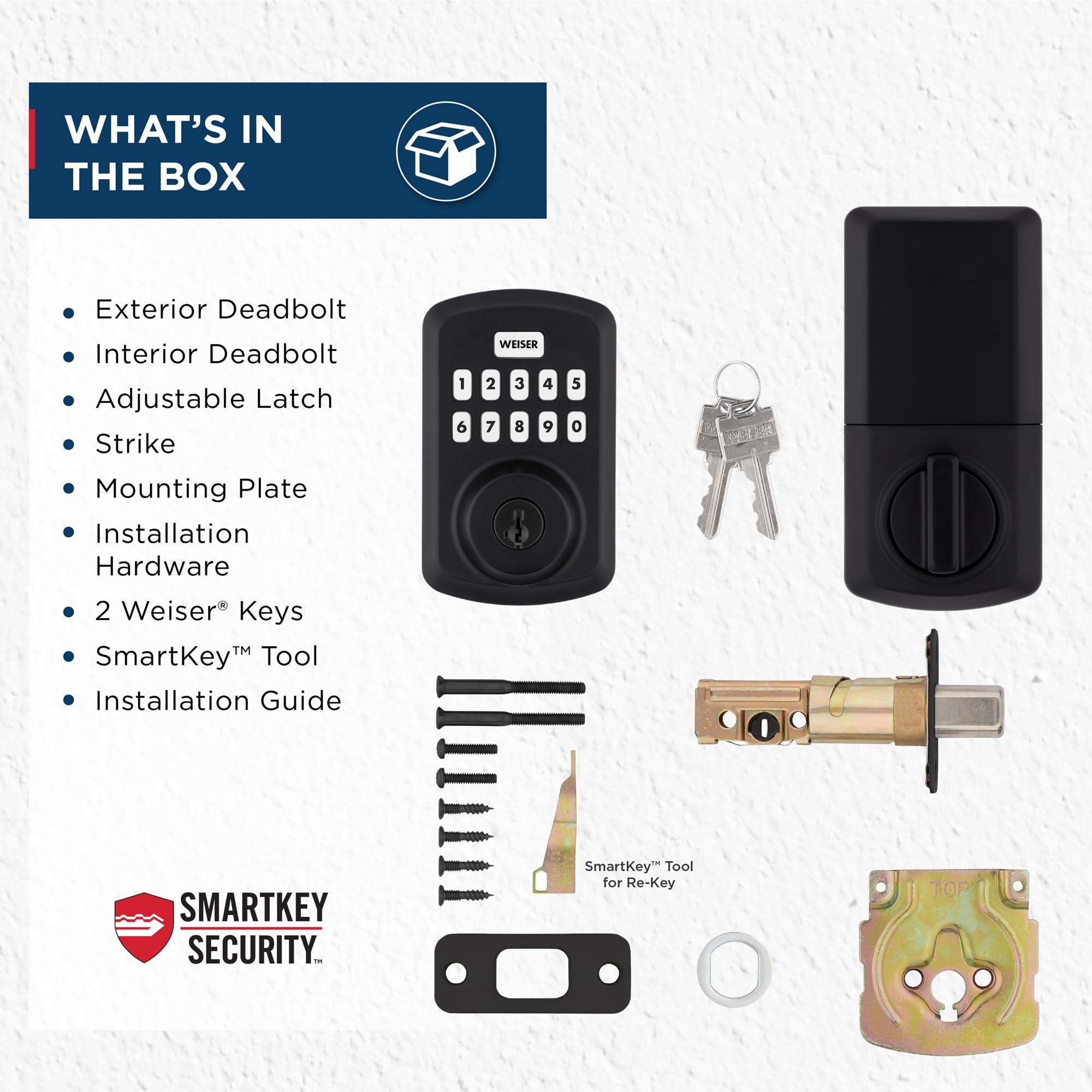 Weiser Powerbolt 3 Matte Black Keyless Entry Deadbolt Lock - 10-Button Keypad with Auto Lock & 12-Month Battery Life - Electronic Smart Door Lock for Front Door Security & Home Décor - Perfect for Apartments, Houses & Vacation Homes