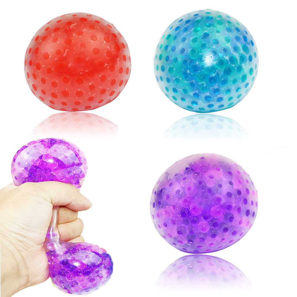 Sensory Stress Balls Set for Kids & Adults - 3 Pack Squishy Anxiety Relief Toys with Water Beads for Autism & ADHD - Birthday Party Favors, Stocking Stuffers - Perfect for Classroom, Office & Travel Stress Relief