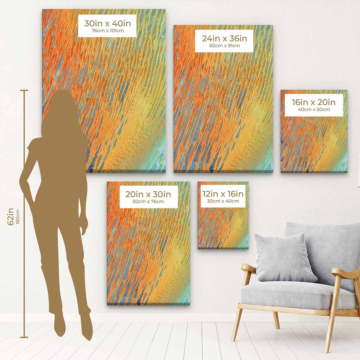 Orange Abstract Wall Art Canvas Print 0267 - Modern Home Decor for Living Room, Bedroom & Office