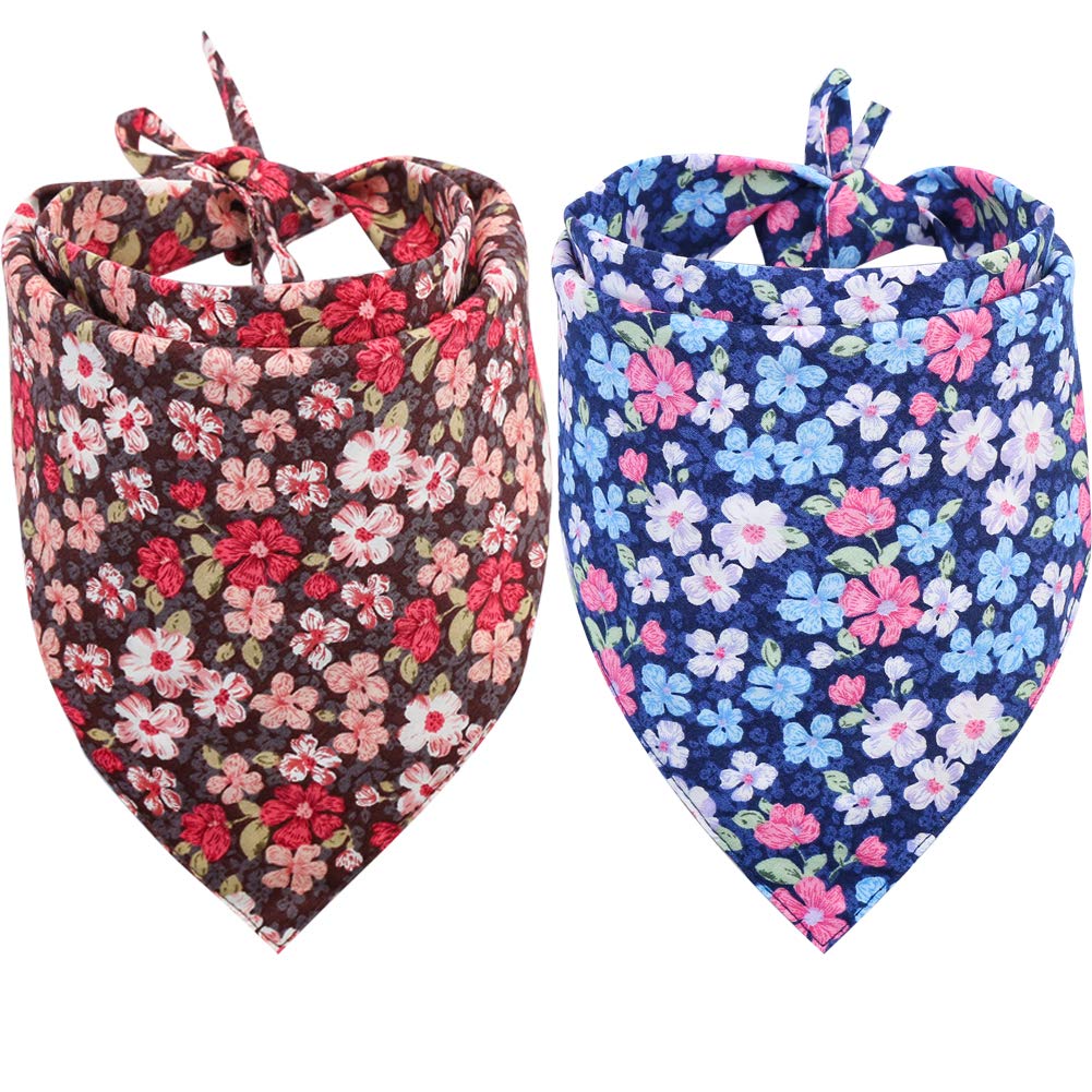 KZHAREEN 2 Pack Reversible Dog Bandana - Triangle Pet Bib Scarf for Small Medium Large Dogs & Cats - Perfect for Holidays, Birthdays & Outdoor Adventures
