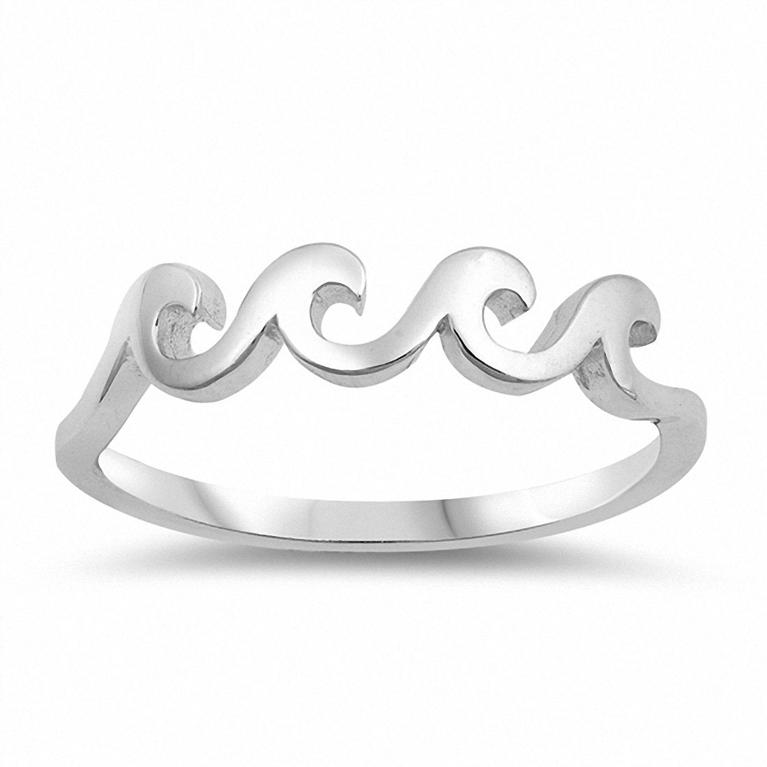 4mm Four Waves Band Ring - 925 Sterling Silver Wedding Ring for Women, Stackable Minimalist Ring for Everyday Wear, Gift for Her
