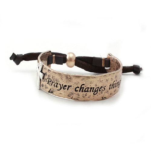 Prayer Changes Things Inspirational Cuff Bracelet - Motivational Christian Jewelry for Women, Faith-Based Gift for Daily Encouragement & Spiritual Strength