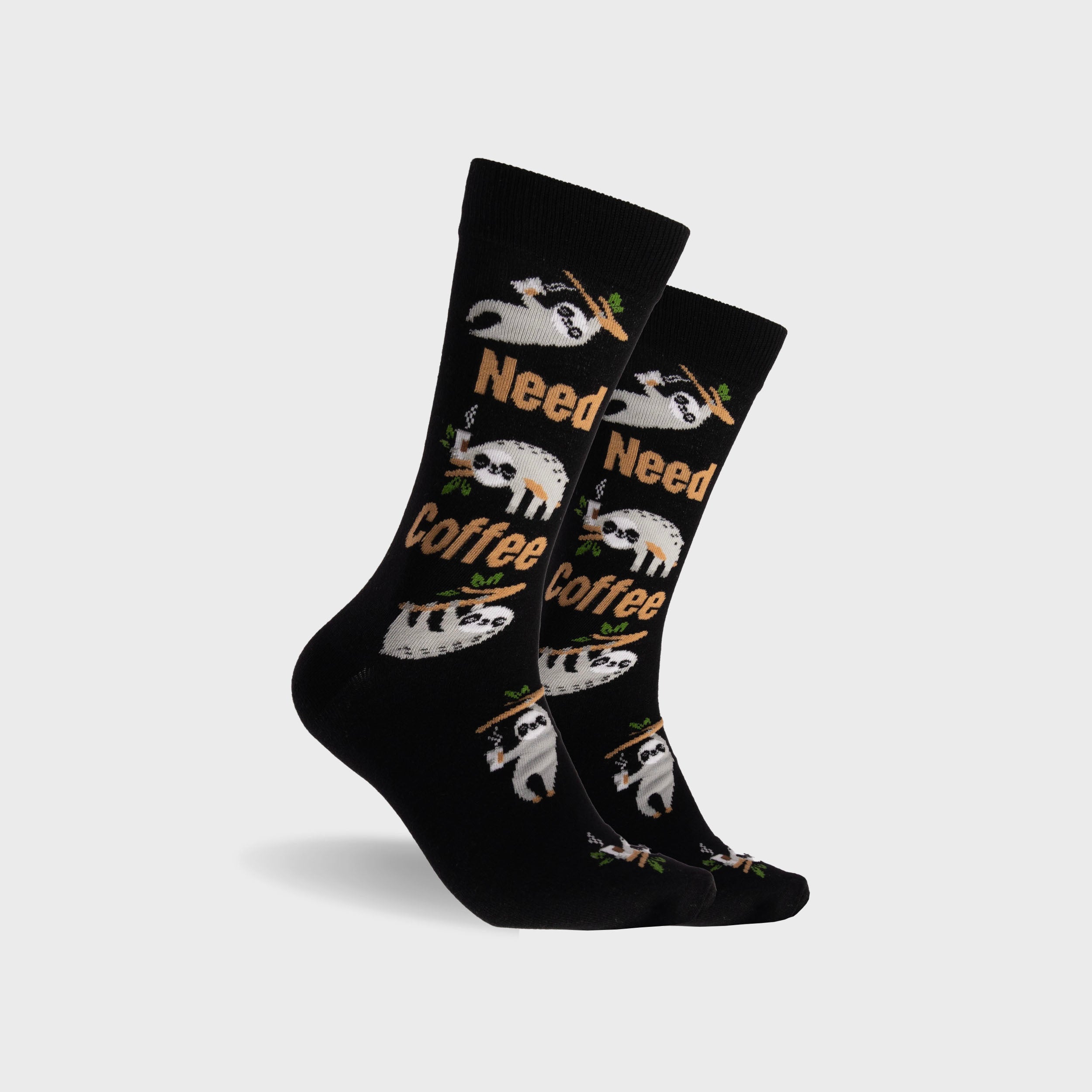 Men's Need Coffee Bamboo Crew Socks - Black | Soft & Breathable Bamboo Fiber Socks for Everyday Wear, Work & Casual Outfits