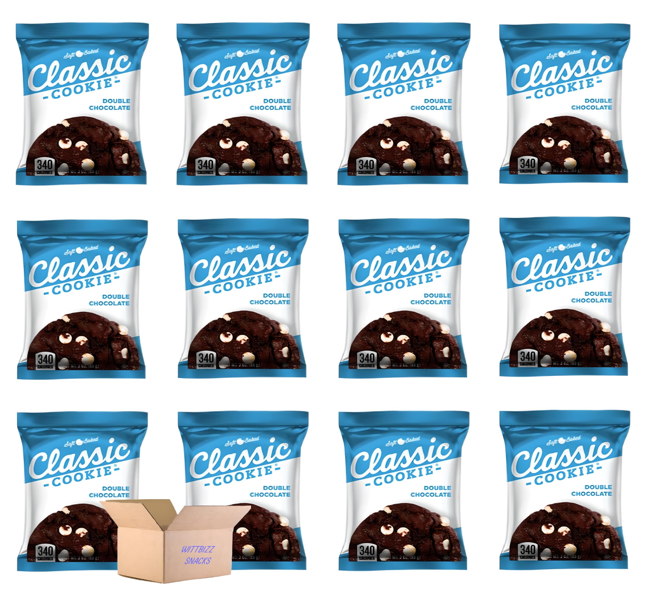 Wittbizz Classic Soft Baked Double Chocolate Cookies - 3 OZ (Pack of 12) | Delicious Snack for Office, School, Travel & Party Treats