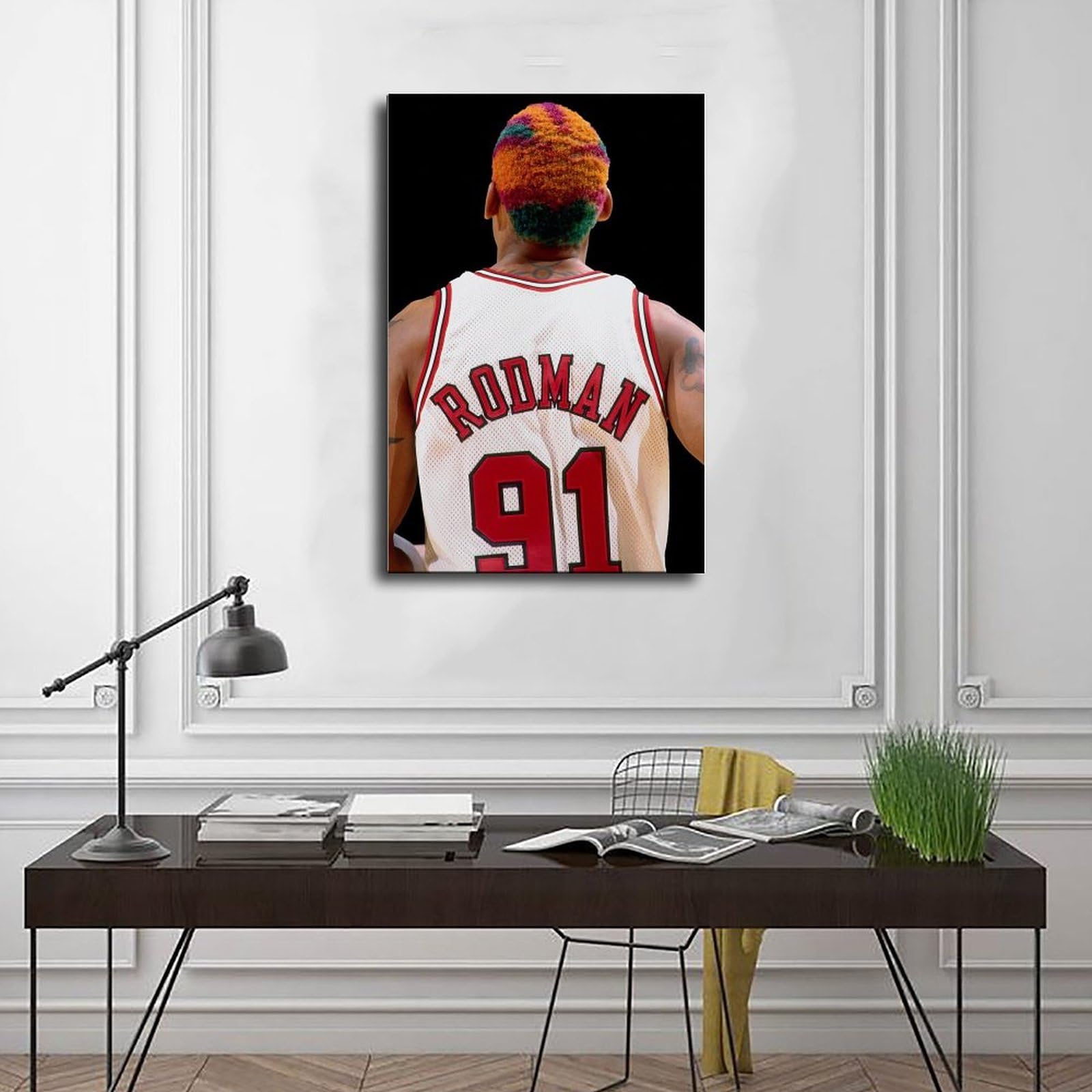 Dennis Rodman Basketball Poster - 24x36 Inch (60x90cm) Canvas Wall Art - Sports Decor for Bedroom, Office & Man Cave - Perfect Gift for NBA Fans & Basketball Lovers