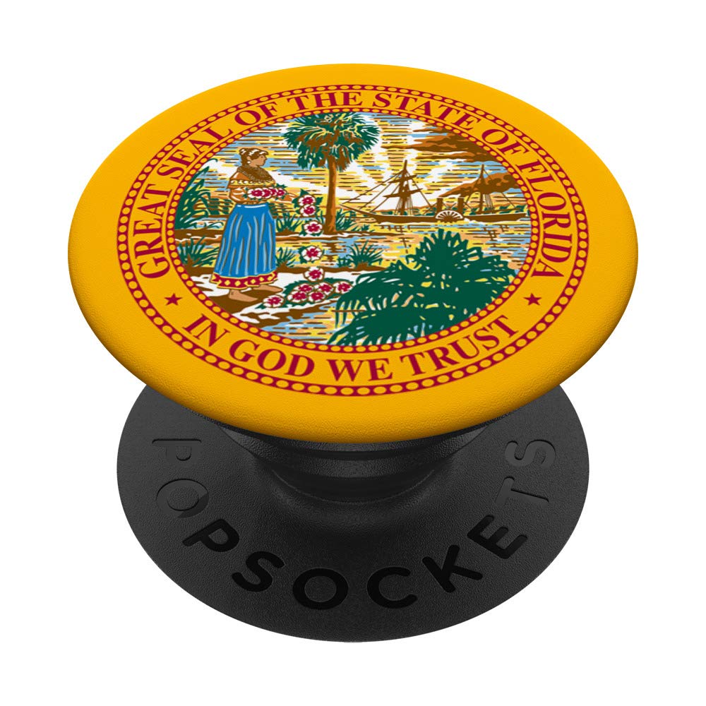 Florida State Seal Flag PopSockets PopGrip - Swappable Phone & Tablet Grip with USA Design | Perfect for Travel, Office, and Everyday Use