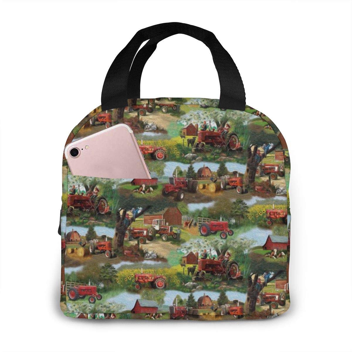 Insulated Lunch Bag for Women & Men - Thermal Reusable Cooler Tote for Picnic, Beach, Boating, School & Work | Farm Tractor Design Lunch Box