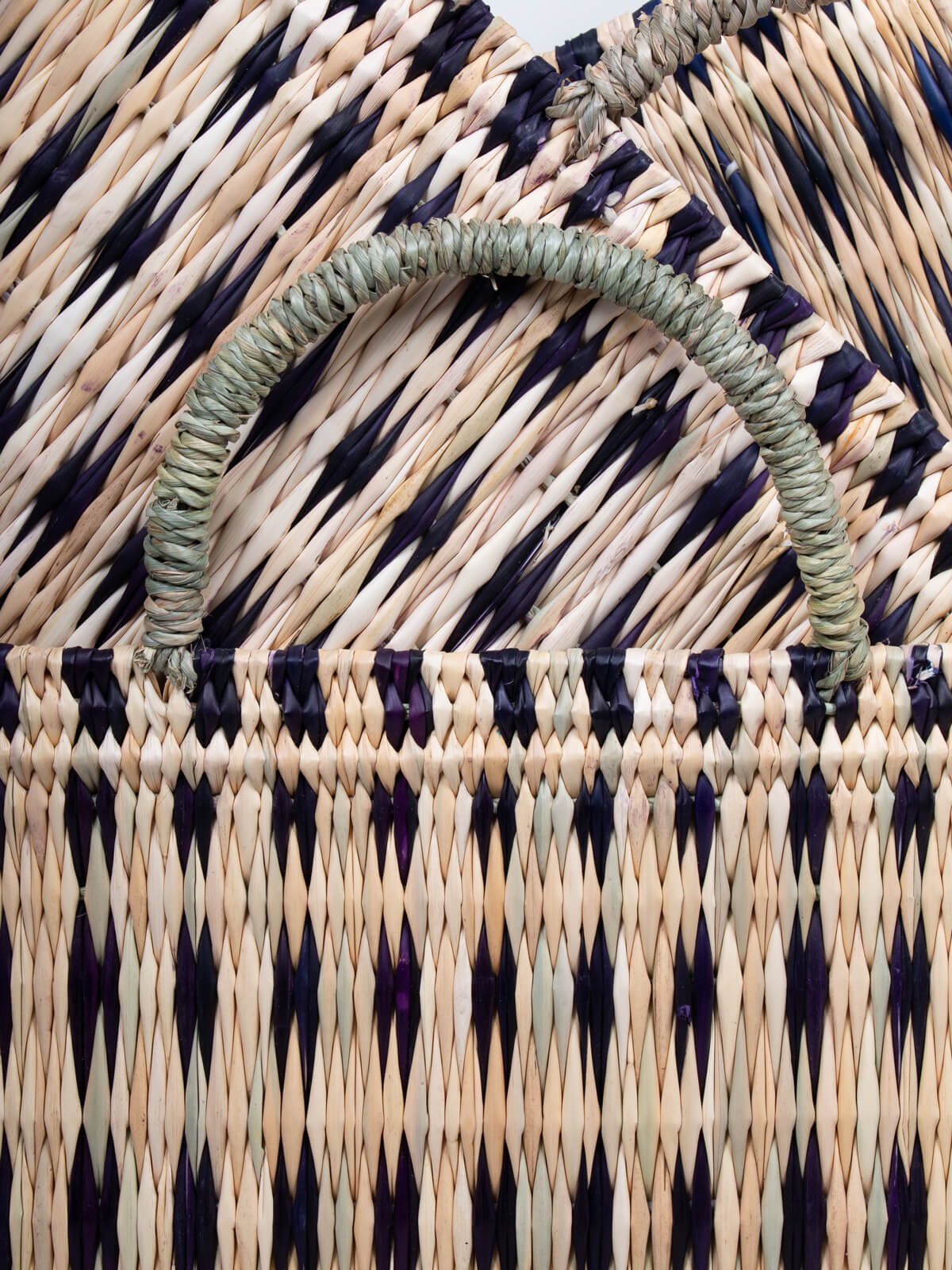 Handwoven Natural Reed Storage Basket - Eco-Friendly Indigo Dyed for Home Organization | Perfect for Laundry, Toys, and Blankets