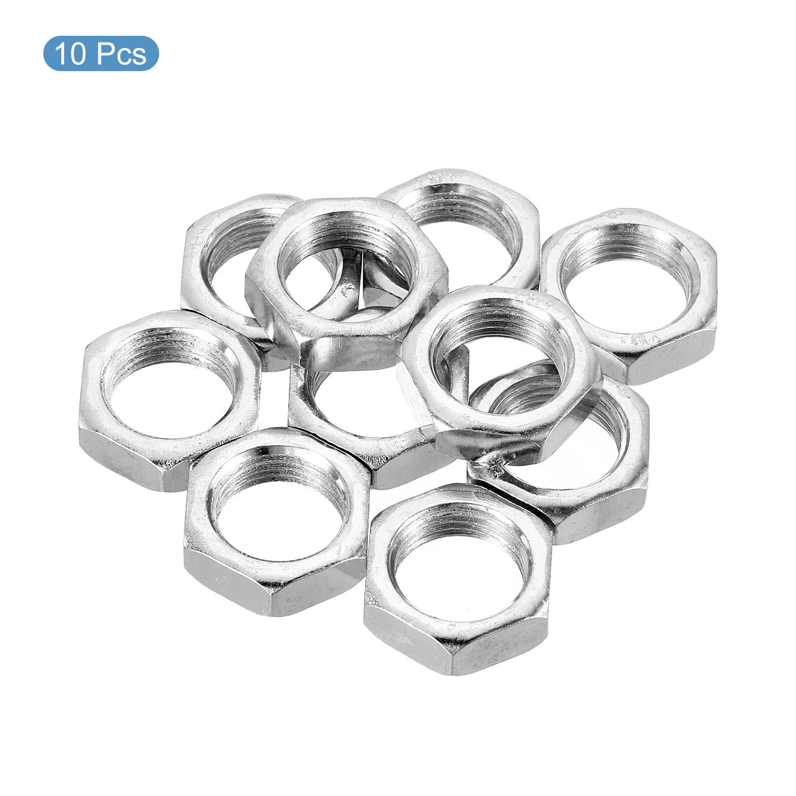 PATIKIL M18 x 1.5 Steel Hex Nuts - 10 Pack Metric Thread Zinc Plated Fasteners (8mm Height) - Durable Hardware Nuts for Automotive, Machinery & DIY Projects