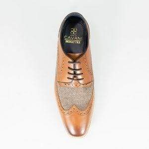Cavani William Men's Tan Tweed Shoes - Classic Vintage Style Dress Shoes for Formal Occasions, Weddings & Business Events