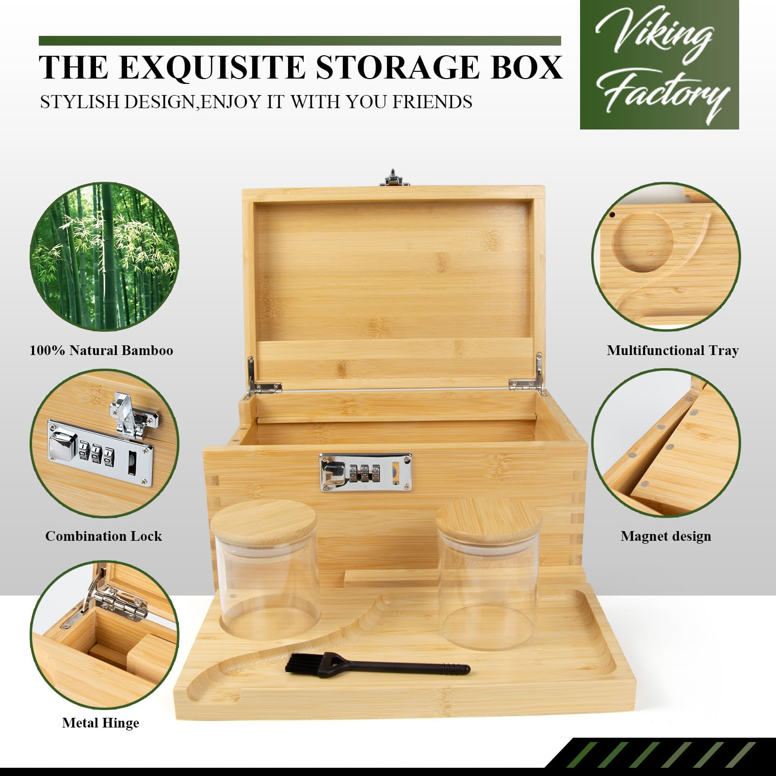 Extra Large Bamboo Gift Box with Combination Lock - Decorative Storage Organizer for Jewelry, Keepsakes & Office Supplies | Home & Office Essentials | Wedding, Birthday & Holiday Gift Idea