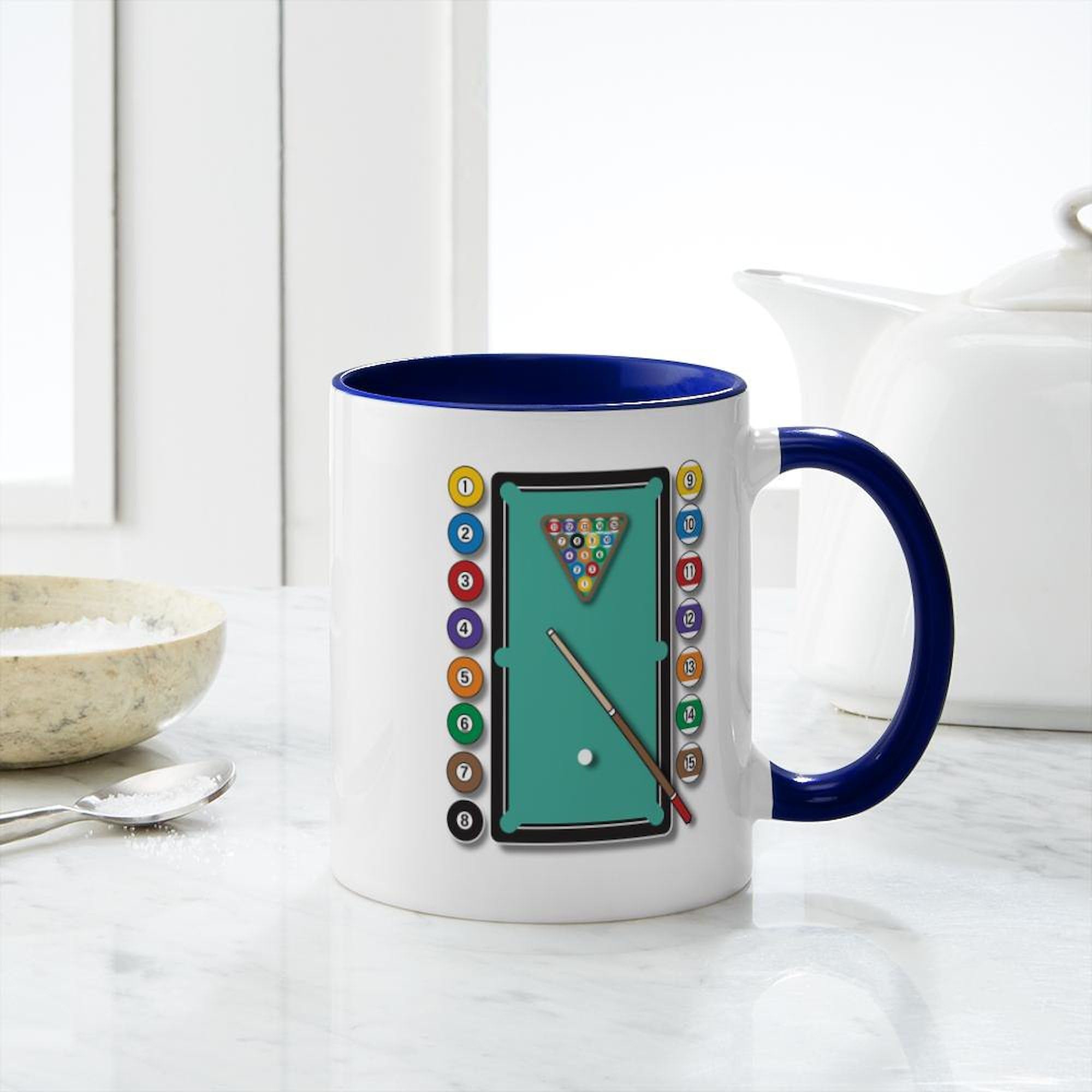 Billiards Themed 11 oz (325 ml) Ceramic Coffee Mug - Perfect for Pool Lovers & Coffee Enthusiasts - Ideal for Game Rooms, Home Offices & Gifts