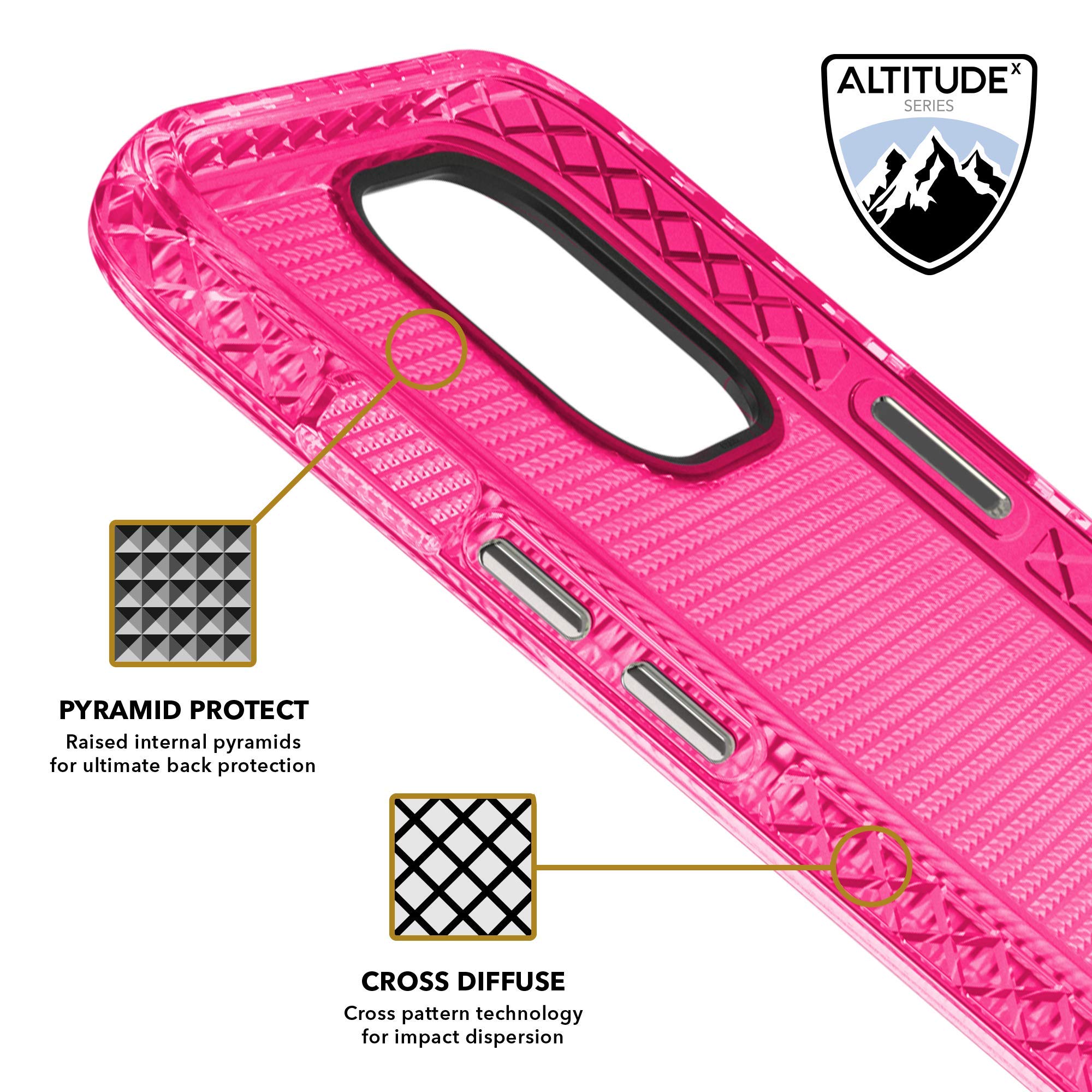 Cellhelmet Altitude X Series Pink Shockproof Phone Case for iPhone 12/12 Pro | Durable Protection | Retail Packaging | Perfect for Outdoor Adventures & Daily Use