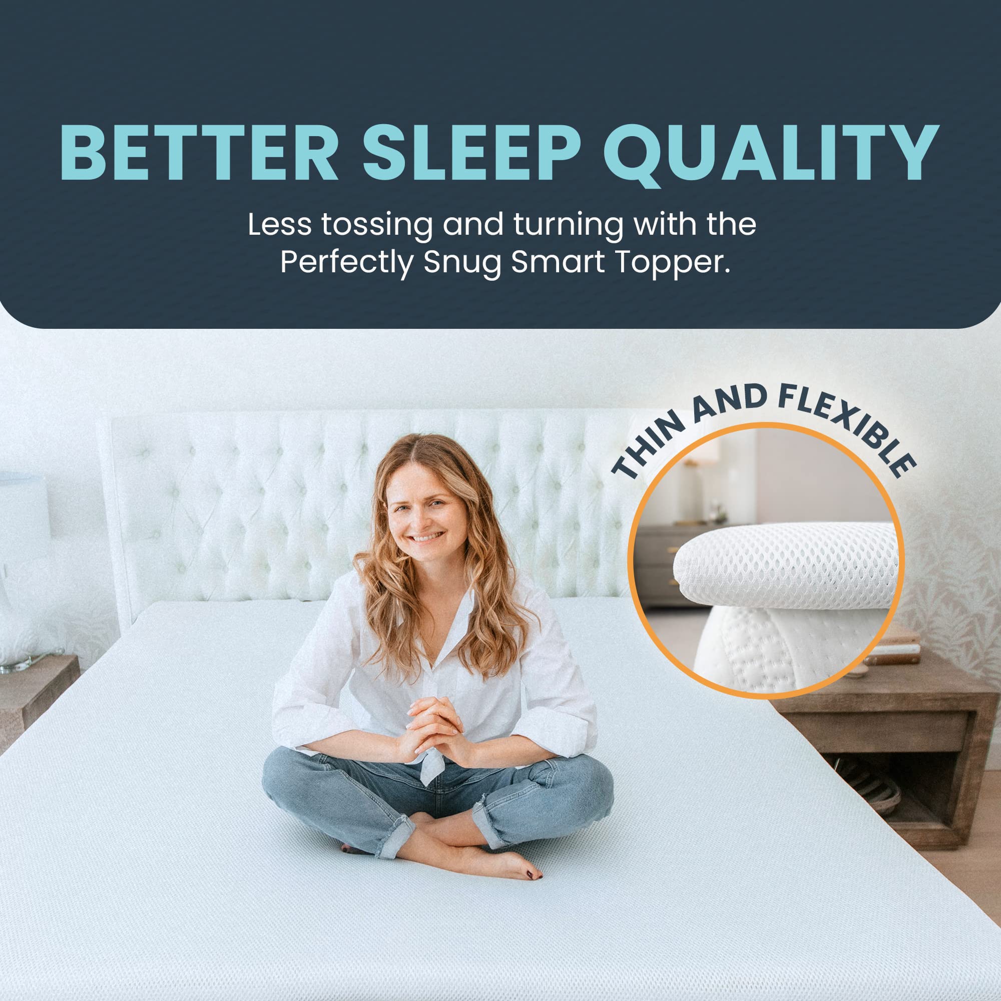 Smart Cooling Mattress Topper with Active Airflow - Temperature Regulating King Size Cooling Pad for Bed - Built-in Sensors & Comfortable Smart Bed Cooling System - Perfect for Hot Sleepers & Night Sweat Relief