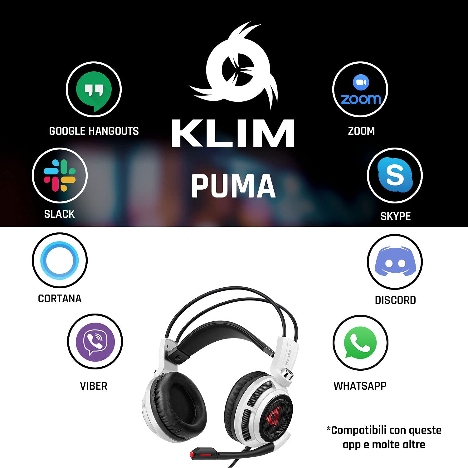 KLIM Puma Gaming Headset with Microphone - Lightweight PS5 Headset - 7.1 Surround Sound - High Quality Audio - Vibration Feedback - Compatible with PC, PS4, PS5 - White (New) - Perfect for Competitive Gaming, Streaming & Virtual Meetings