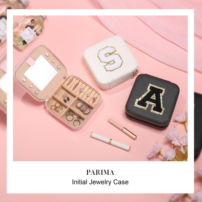 Parima Travel Jewelry Organizer for Women - Necklace, Earrings & Ring Storage Case | Compact Jewelry Organizer for Travel | Perfect Gift for Women (Pink, Letter C) | Ideal for Vacations, Business Trips & Weekend Getaways