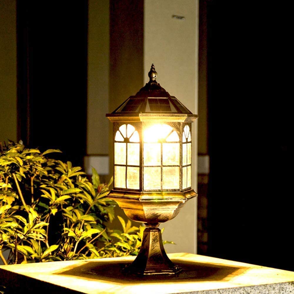 Solar Powered Outdoor Waterproof Pillar Lights - European Style Garden & Courtyard Lanterns for Villa Fence, Lawn Gate & Landscape Lighting | Weatherproof Post Lamps for Pathways, Driveways & Outdoor Decor