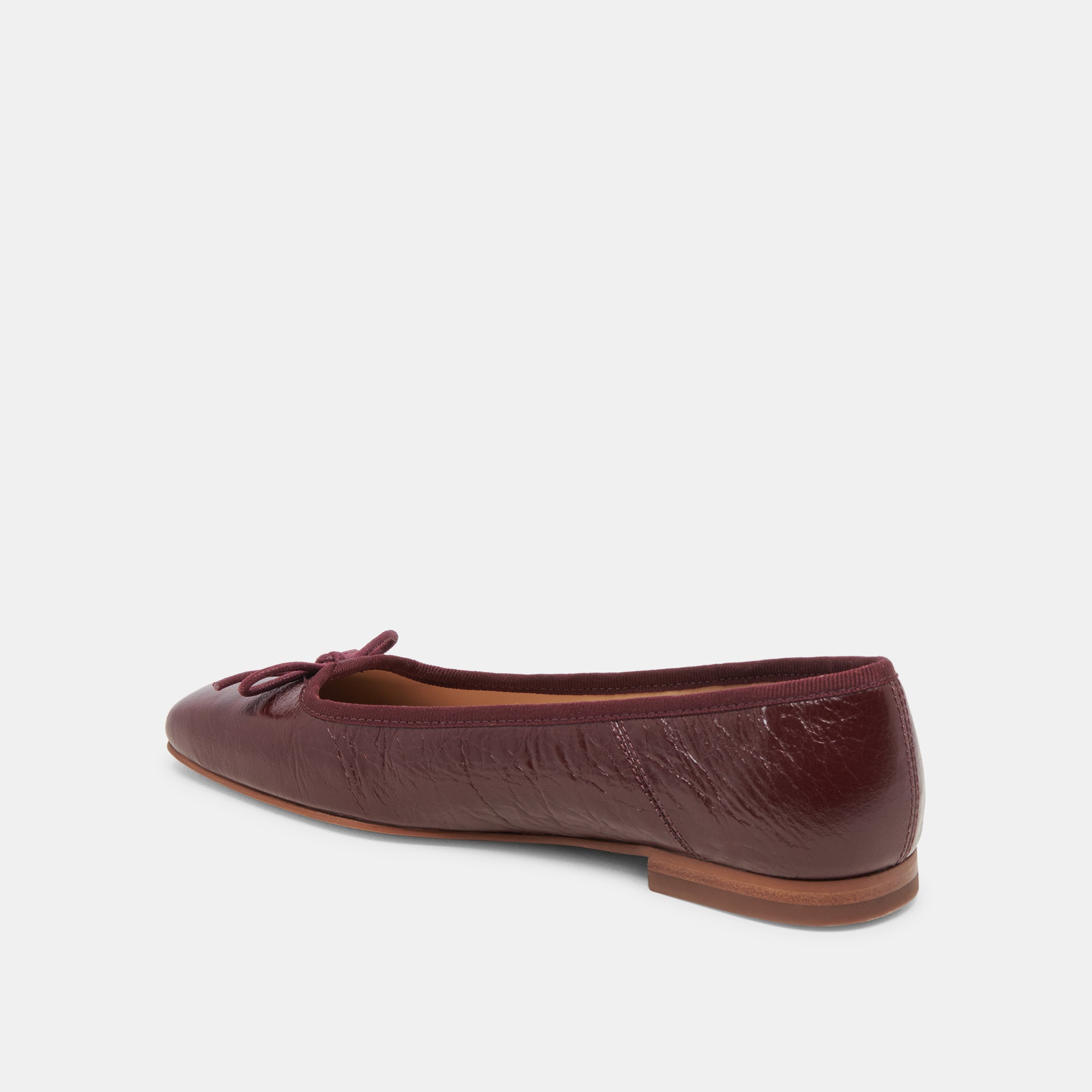ANISA Ballet Flats for Women - Cranberry Crinkle Patent Leather Comfortable Slip-On Shoes - Perfect for Work, Office, and Casual Wear