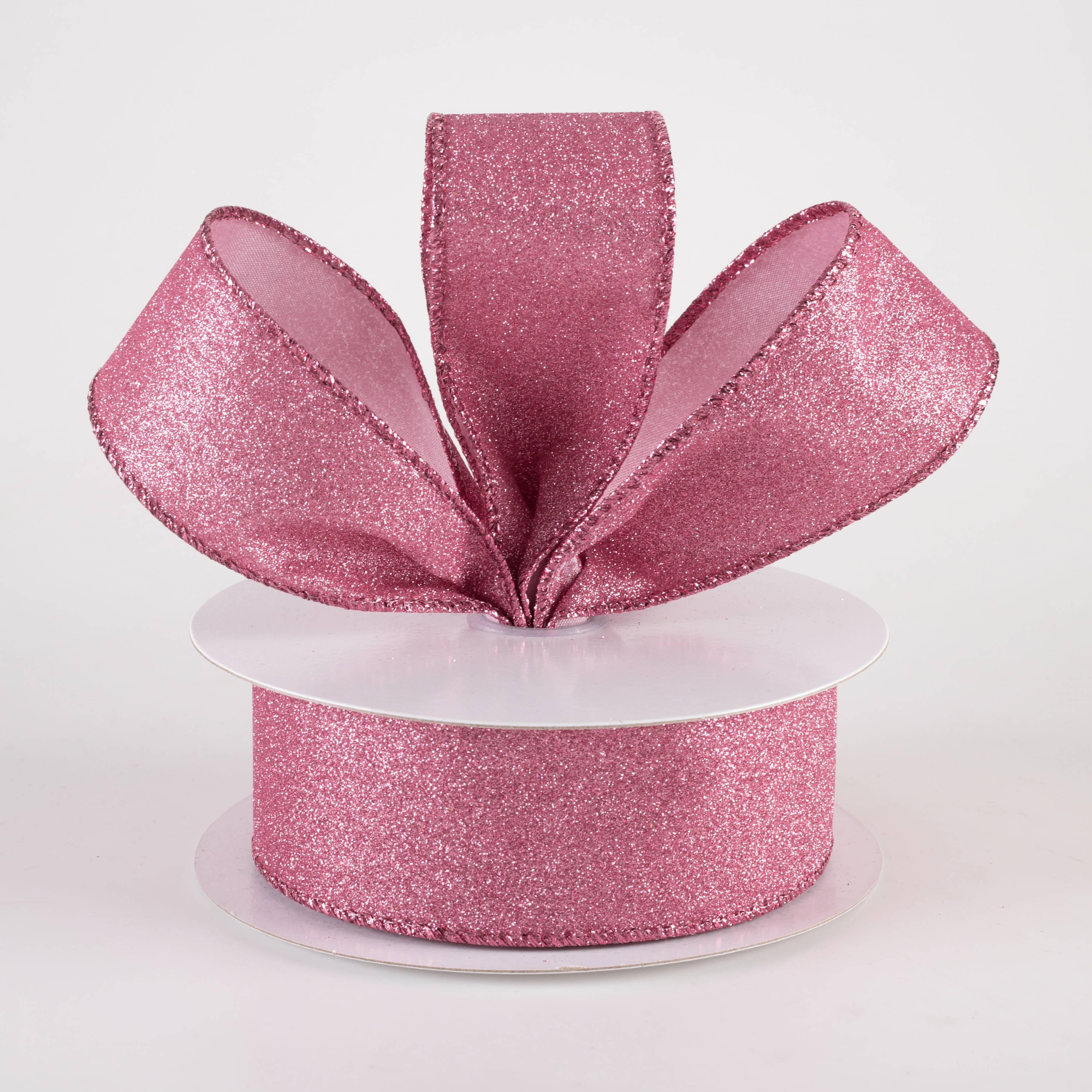 1.5 Inch Sparkling All Flat Glitter Ribbon - Pink Craft Ribbon (10 Yards) for Gift Wrapping, DIY Projects, Party Decorations and Scrapbooking