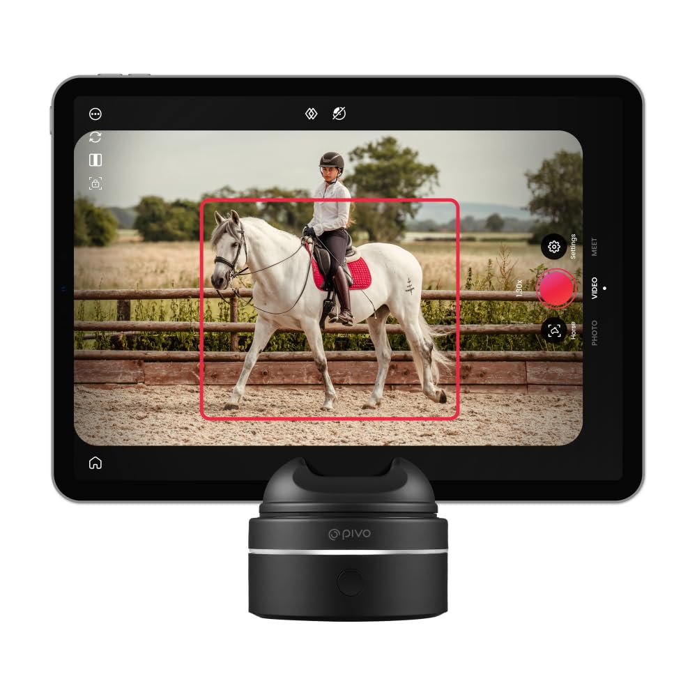 Pivo Equestrian Max AI-Powered 360° Rotating Smartphone Mount for Horses - Auto Tracking Face & Body Motion for Equestrians, Athletes & Content Creators - Compatible with iPhone, Android & Tablets - Remote Control Included - Perfect for Riding Lessons, Training Sessions & Social Media Videos