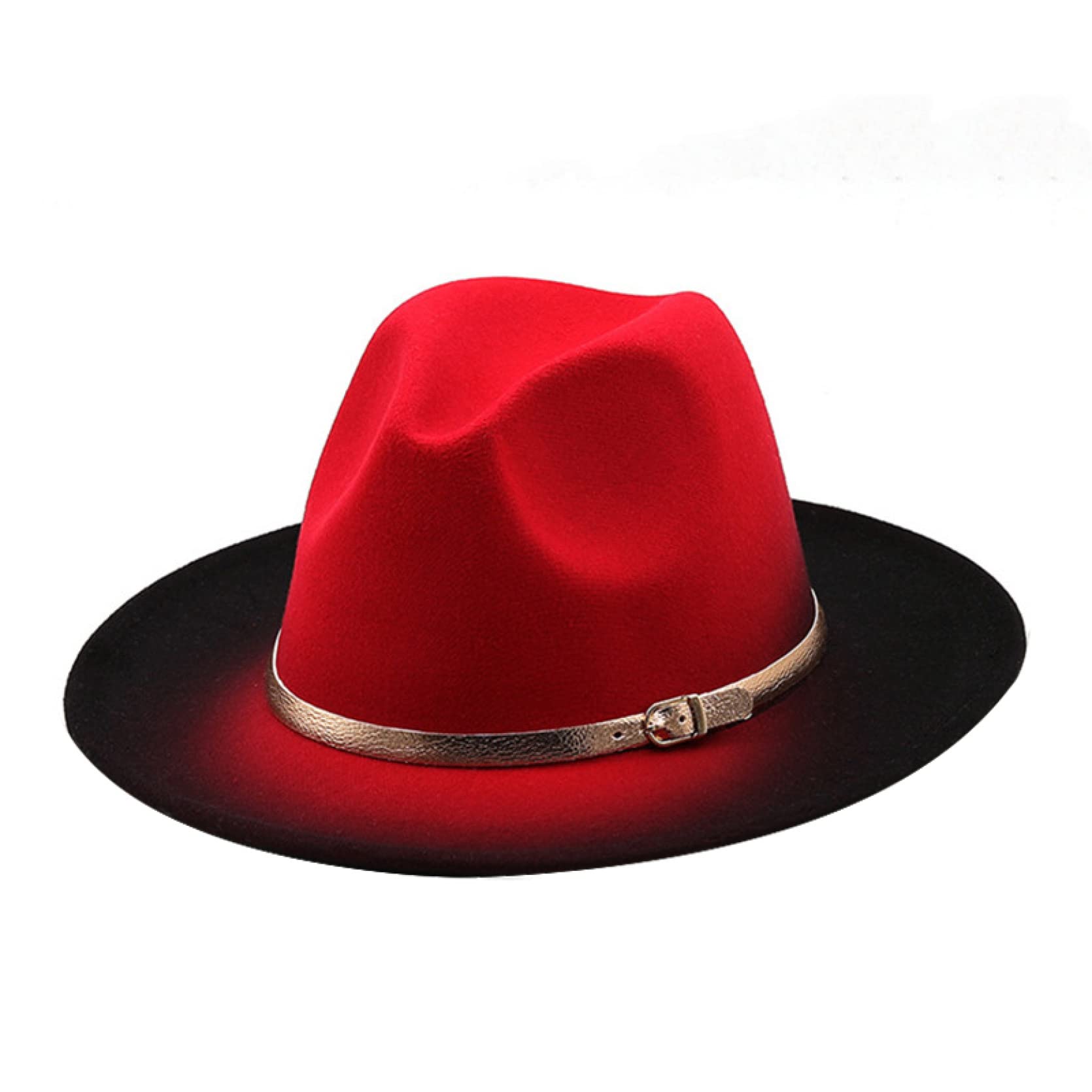 Stylish Gradient Felt Fedora Hat for Men & Women - Wide Brim Church Derby Top Hat with Gold Belt - British Style Panama Jazz Cap for Weddings, Parties & Outdoor Events