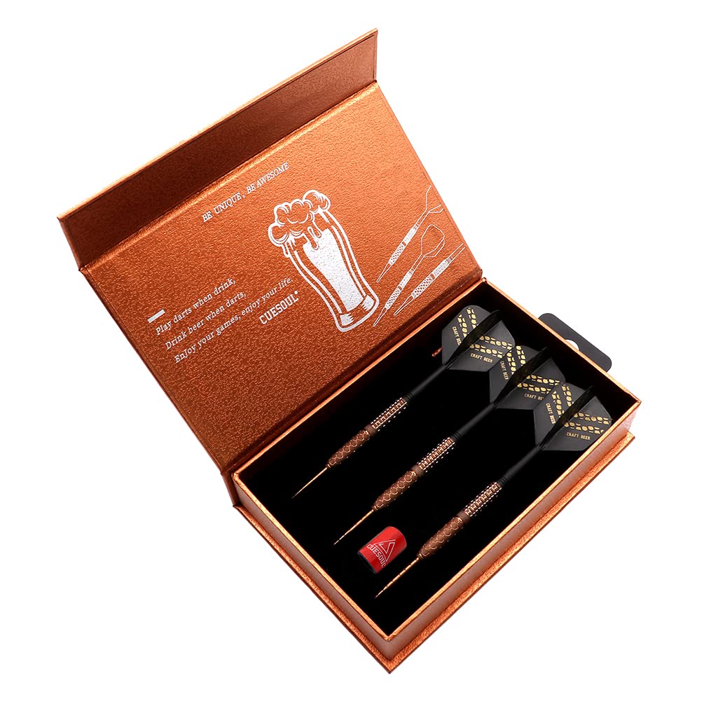 CUESOUL 90% Tungsten Steel Tip Darts Set - 21g/22g/23g Oil Paint Finish for Cocktail, COLA Beer & Draft Beer | Professional Bar, Pub & Home Dart Game Accessories