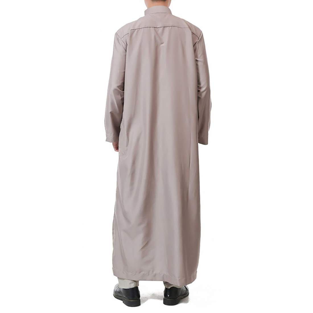 BooW Islamic Men's Long Sleeve Thobe - Traditional Saudi Arabian Kaftan Robe & Abaya Dress for Dubai - Perfect for Eid, Mosque Prayer & Special Occasions