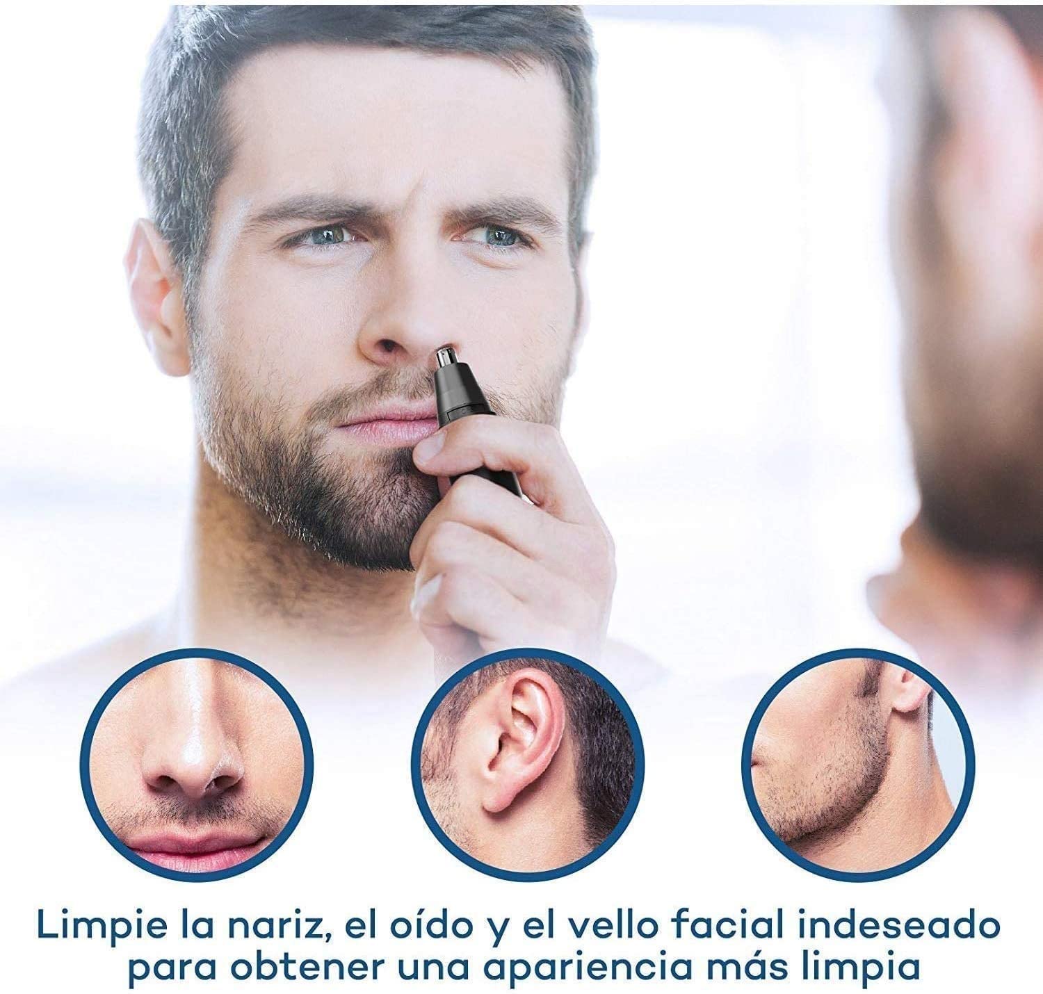 Professional USB Rechargeable 4-in-1 Men's Ear & Nose Hair Trimmer - Waterproof Vacuum Cleaning System for Beard, Nose & Facial Hair Grooming | Perfect Gift for Dad, Husband & Men's Personal Care | Home, Travel & Gym Use