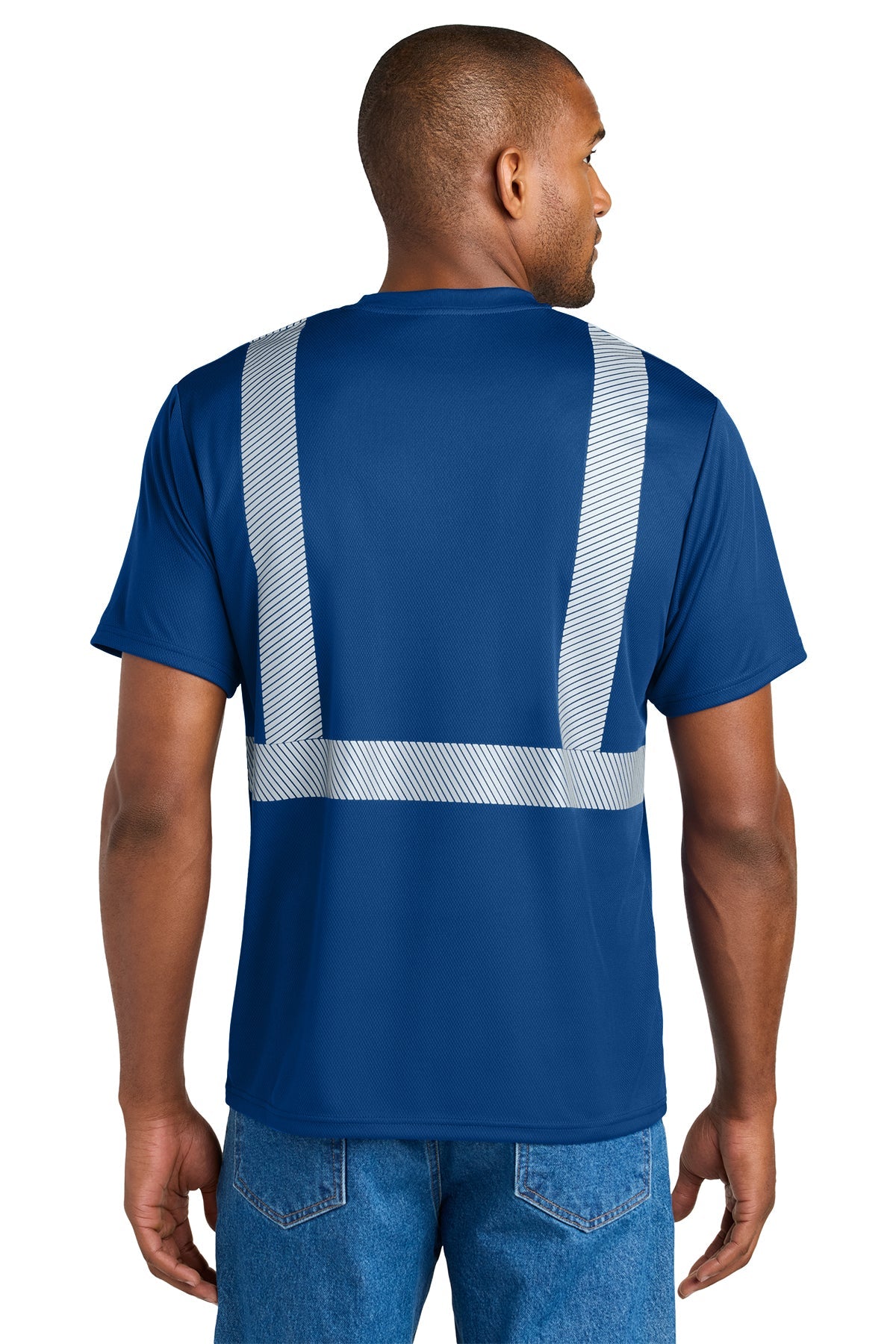 CornerStone Enhanced Visibility Segmented Custom Tape Tees - Royal Blue - High Visibility Workwear for Construction & Safety Professionals