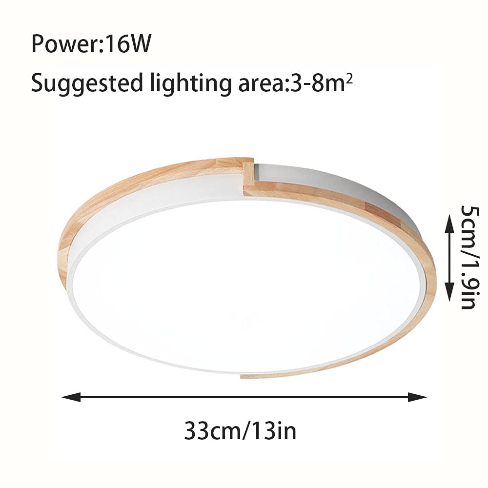 Ultra-Thin Round LED Ceiling Light Fixture - Modern Flush Mount White Light for Bedroom, Living Room, Balcony & Corridor - Energy Efficient Wood & Metal Design for Home & Office Lighting