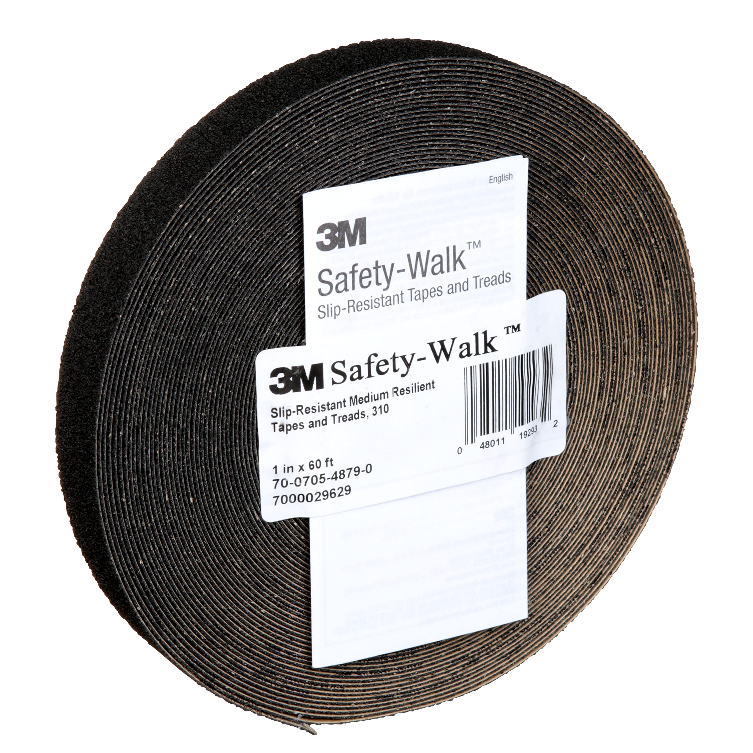 3M Safety-Walk Slip-Resistant Tapes & Treads 310 - Black, 1 Inch x 60 Feet Roll - Medium Resilient Anti-Slip Tape for Stairs, Ramps, Floors - Ideal for Industrial, Commercial & Home Safety Use