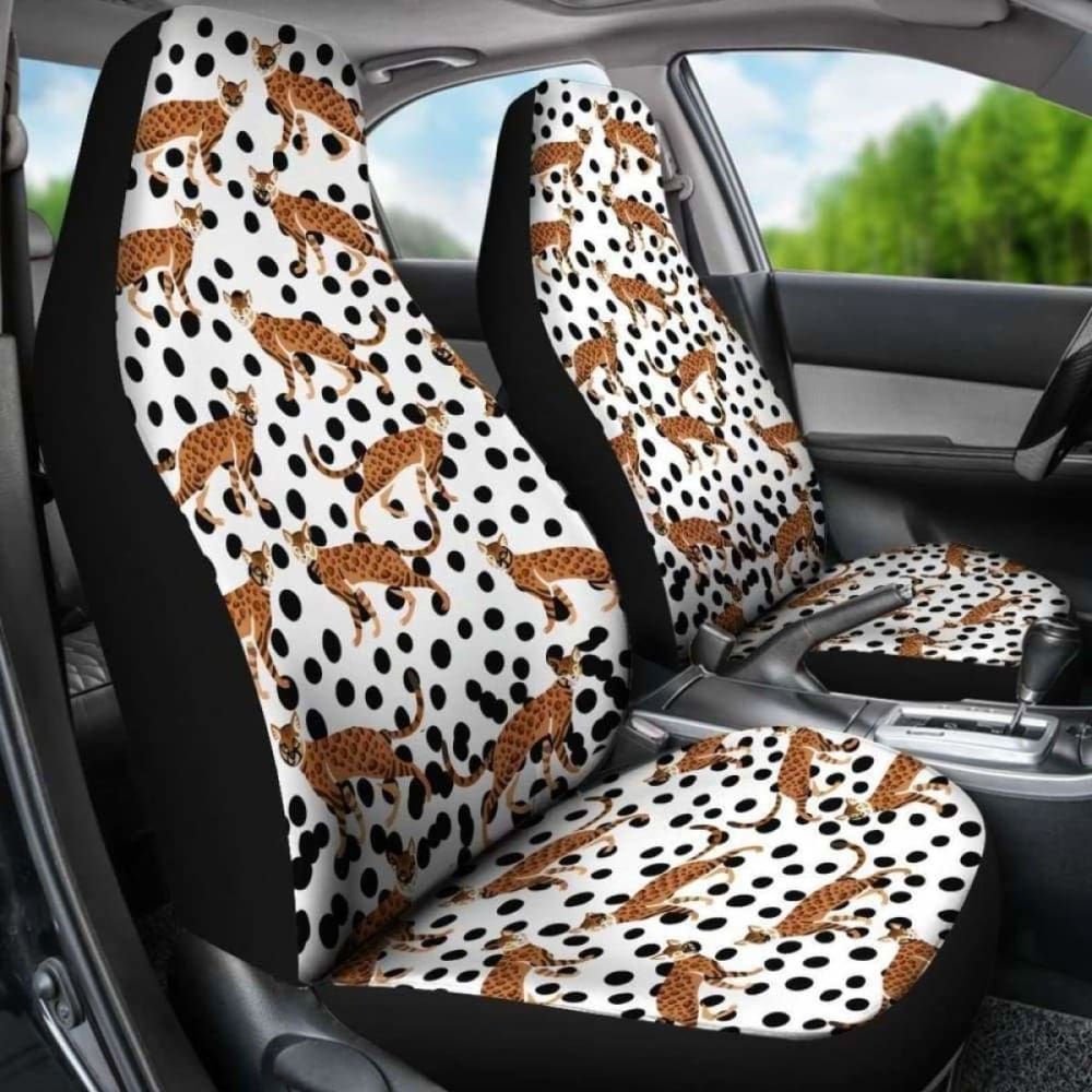 Premium Bengal Cat Print Car Seat Covers - Universal Fit for Cars, SUVs & Trucks (5-Piece Set) - Protects Upholstery from Pet Hair & Scratches - Perfect for Cat Lovers & Pet Owners