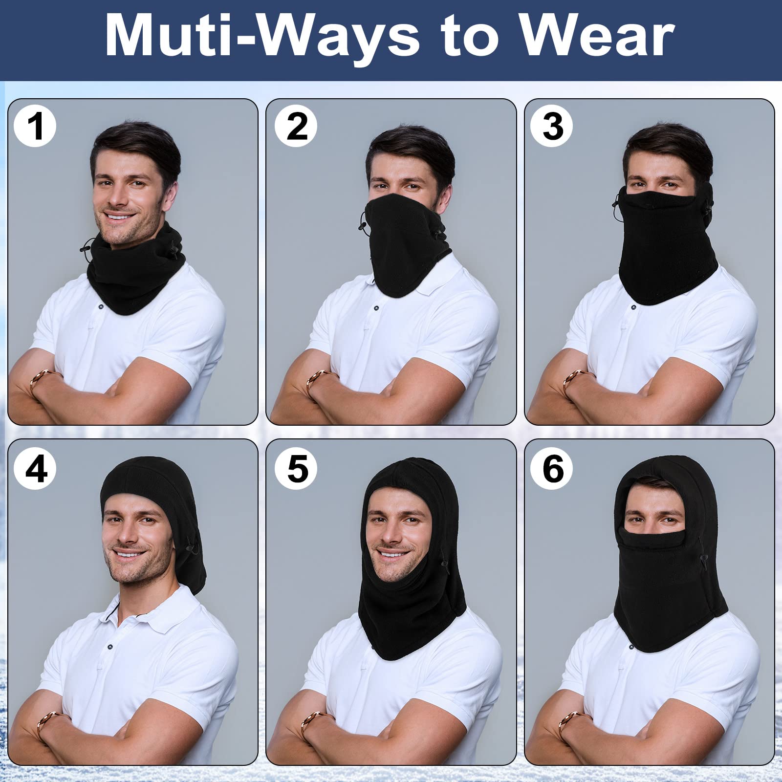 Frienda 4 Pack Balaclava Ski Mask - Windproof Fleece Face Cover for Men & Women - Adjustable Winter Warm Mask for Skiing, Snowboarding, Motorcycling & Outdoor Activities