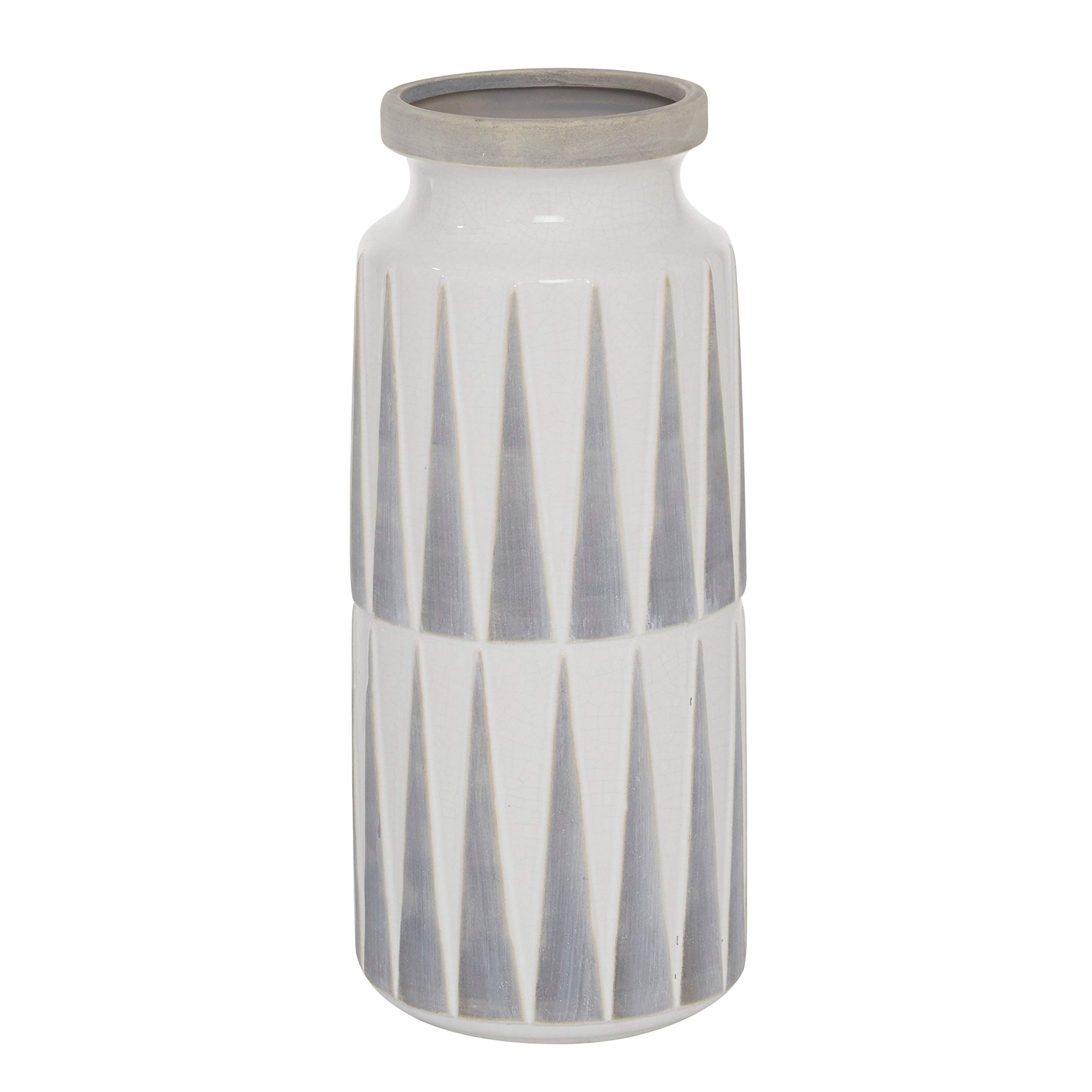 Handmade Grey Ceramic Traditional Vase - 13 Inch Tall x 6 Inch Wide - Elegant Home Decor for Living Room, Dining Table & Wedding Centerpieces