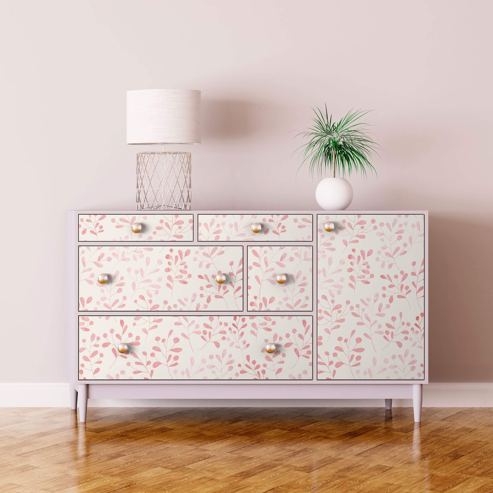 White and Pink Floral Peel and Stick Removable Wallpaper - Self-Adhesive Decorative Wall Covering for Bedroom, Nursery, Living Room & Home Office