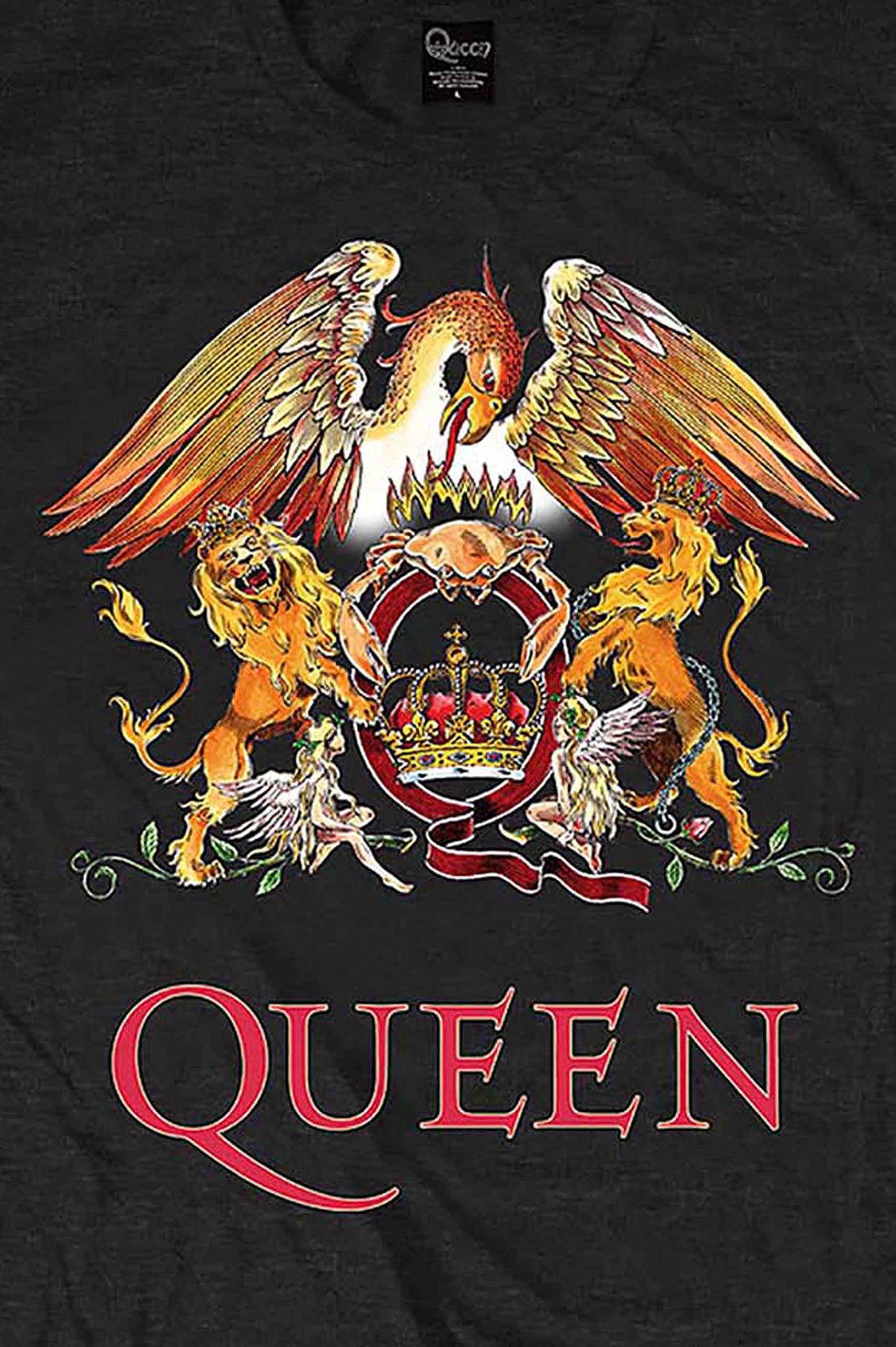 Queen Men's T-Shirt - Classic Crest Design - Black Small Size - Casual Wear & Street Style Fashion