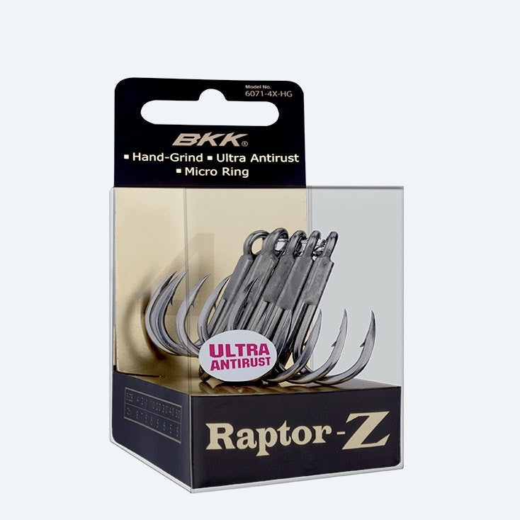 BKK Raptor Z Treble Fishing Hooks - High Carbon Steel Sharp Hooks for Bass, Trout, and Saltwater Fishing - Perfect for Lure Making and Tournament Angling