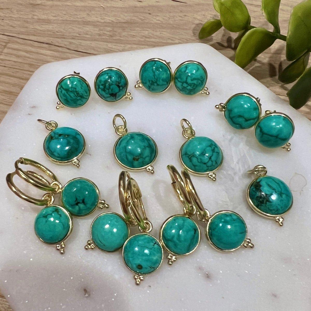 Free Spirit Gold Turquoise Stud Earrings for Women – Boho Chic Jewelry for Everyday Wear & Special Occasions