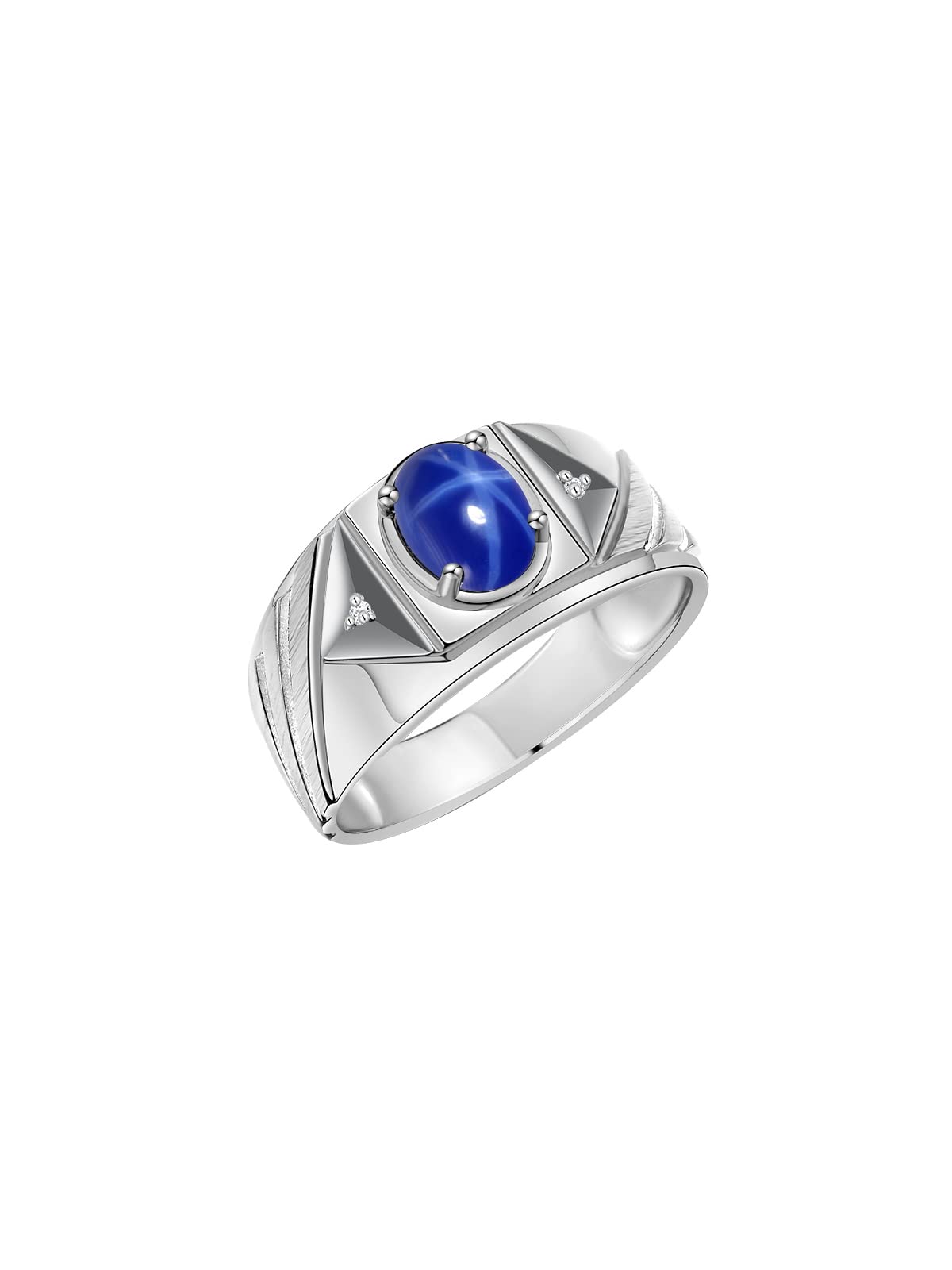 Rylos Men's Sterling Silver Designer Rings - 8x6MM Oval Gemstone & Diamond Accents - Classic Birthstone Rings for Men (Sizes 8-13) | Perfect for Weddings, Engagements, Anniversary Gifts & Everyday Wear