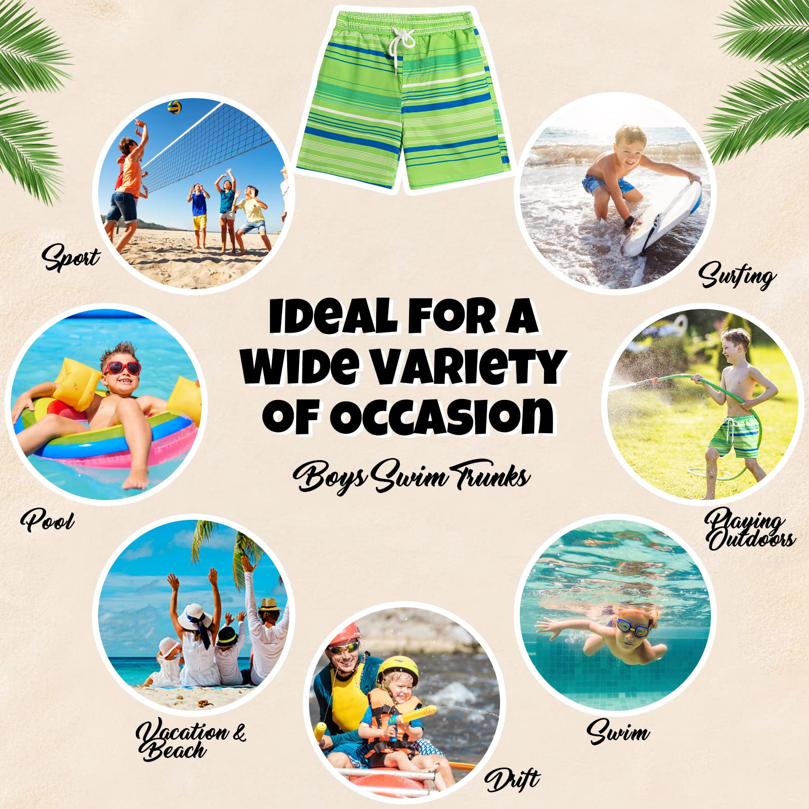 **Boys Swim Trunks with Boxer Brief Liner - Quick Dry Bathing Suits for Swimming & Beach - Comfortable Compression Swim Shorts for Kids**    *Perfect for Pool Parties, Beach Vacations & Summer Water Activities*