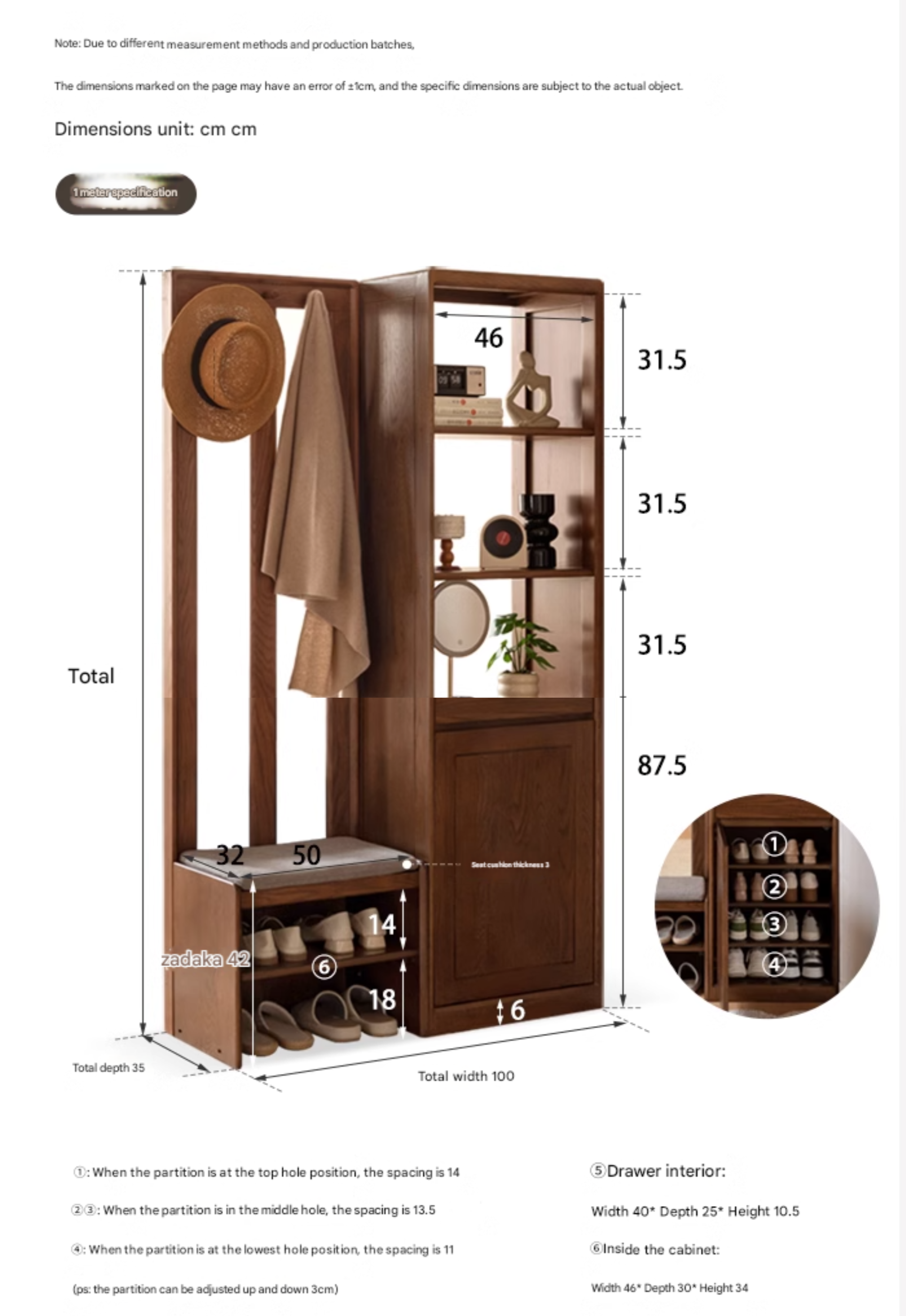 Solid Oak Wood Porch Shoe Storage Cabinet - Rustic Entryway Organizer with Integrated Shelves for Shoes, Hats & Outdoor Essentials | Perfect for Entryway, Mudroom, or Patio Storage