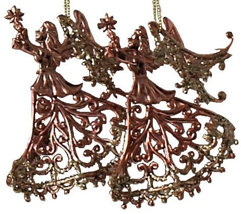 2 Pack Elegant Rose Gold Angel Ornaments for Christmas Tree Decorations - Perfect for Holiday Home Decor, Gift Giving, and Festive Celebrations
